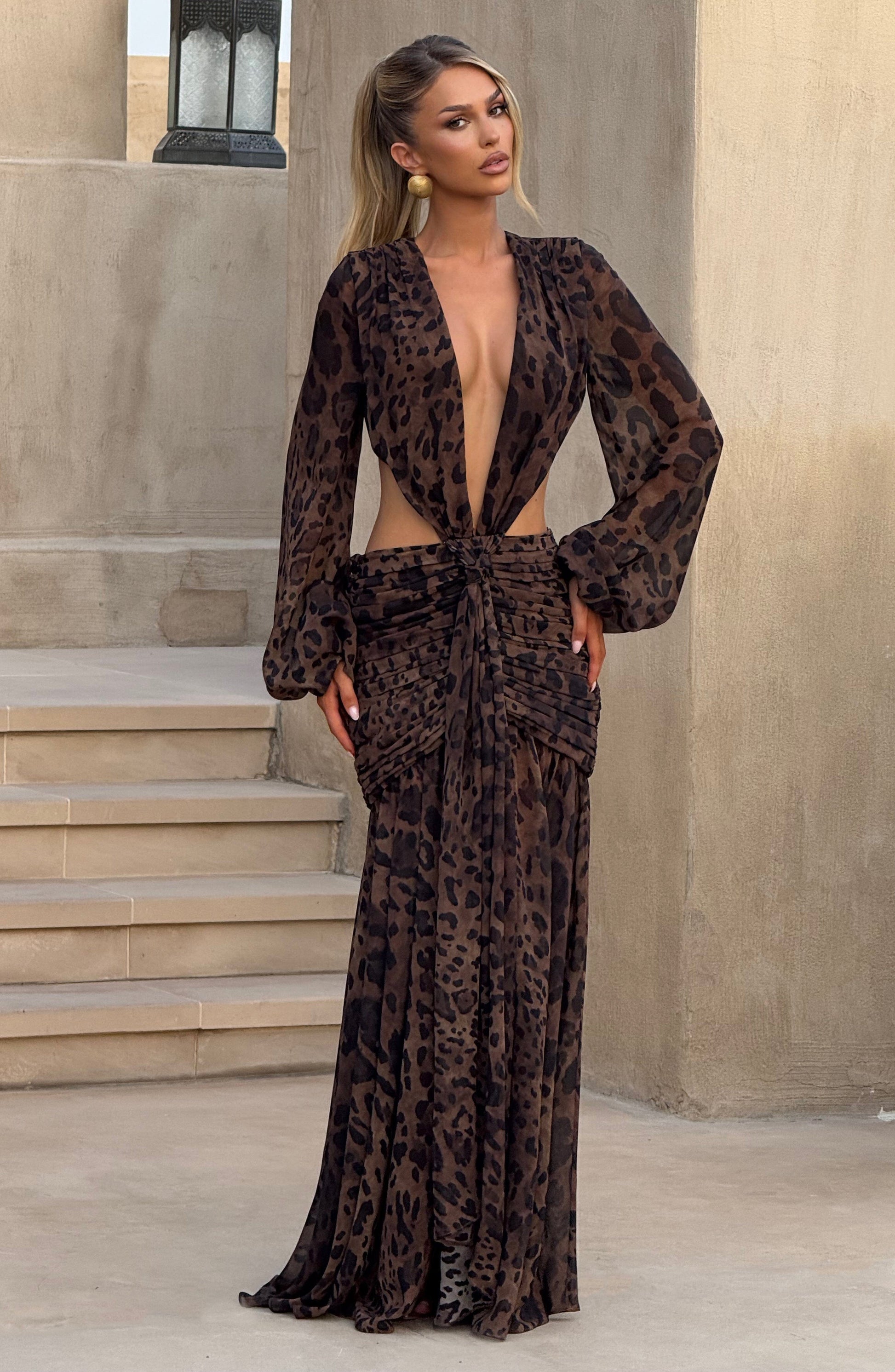 Velorage Camrynn Leopar Desenli Maksi Elbise | BBF4124-D - LEOPARD PRINT - XS | BBF4124-D - LEOPARD PRINT - S | BBF4124-D - LEOPARD PRINT - M | BBF4124-D - LEOPARD PRINT - L | BBF4124-D - LEOPARD PRINT - XL | BBF4124-D - LEOPARD PRINT - XXL