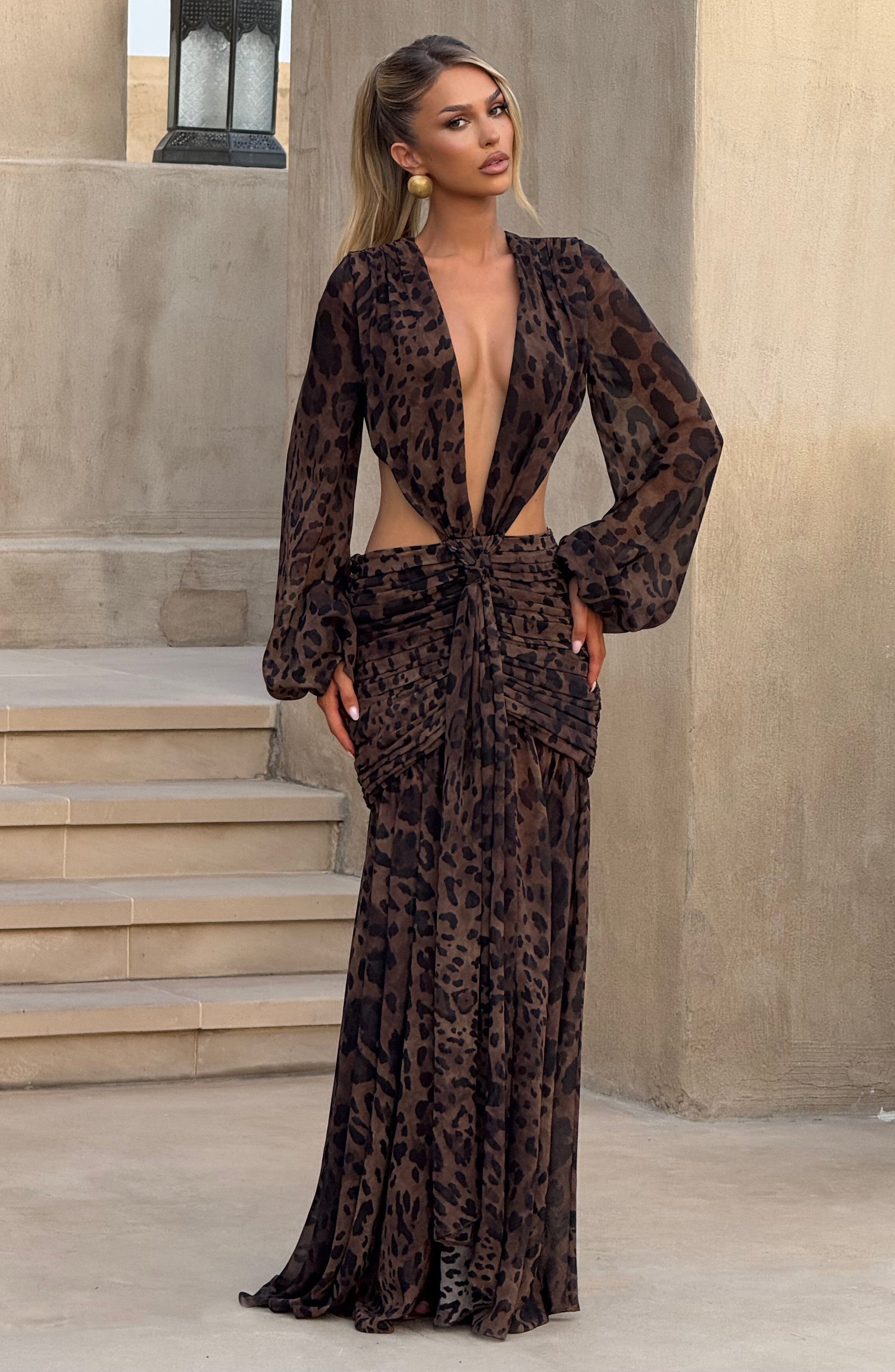 Velorage Camrynn Leopar Desenli Maksi Elbise | BBF4124-D - LEOPARD PRINT - XS | BBF4124-D - LEOPARD PRINT - S | BBF4124-D - LEOPARD PRINT - M | BBF4124-D - LEOPARD PRINT - L | BBF4124-D - LEOPARD PRINT - XL | BBF4124-D - LEOPARD PRINT - XXL