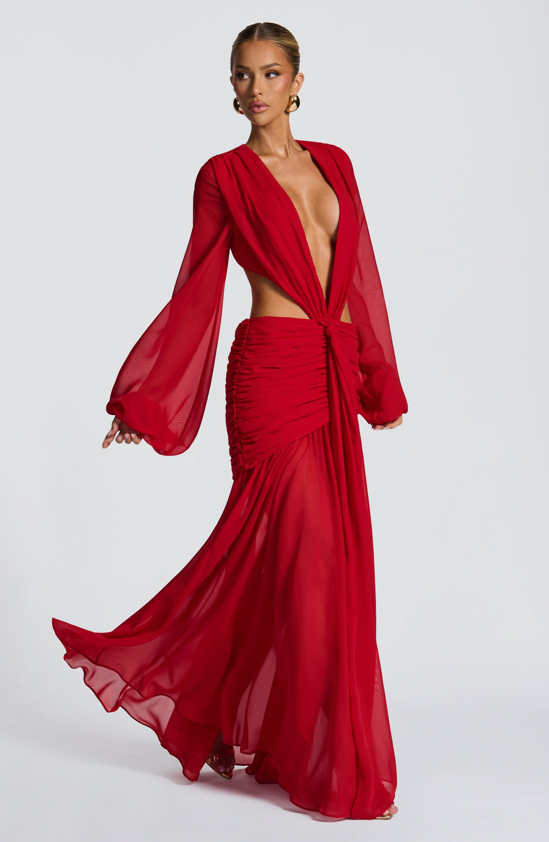 Velorage Nayeli Kirmizi Maksi Elbise | BBF4124-D - RED - XS | BBF4124-D - RED - S | BBF4124-D - RED - M | BBF4124-D - RED - L | BBF4124-D - RED - XL | BBF4124-D - RED - XXL