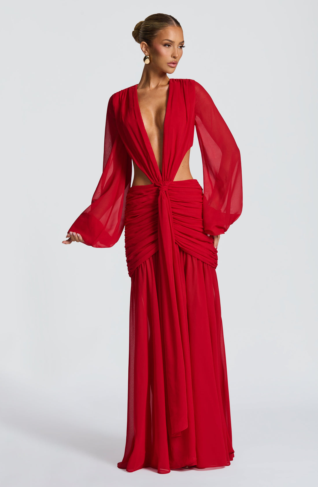Velorage Nayeli Kirmizi Maksi Elbise | BBF4124-D - RED - XS | BBF4124-D - RED - S | BBF4124-D - RED - M | BBF4124-D - RED - L | BBF4124-D - RED - XL | BBF4124-D - RED - XXL