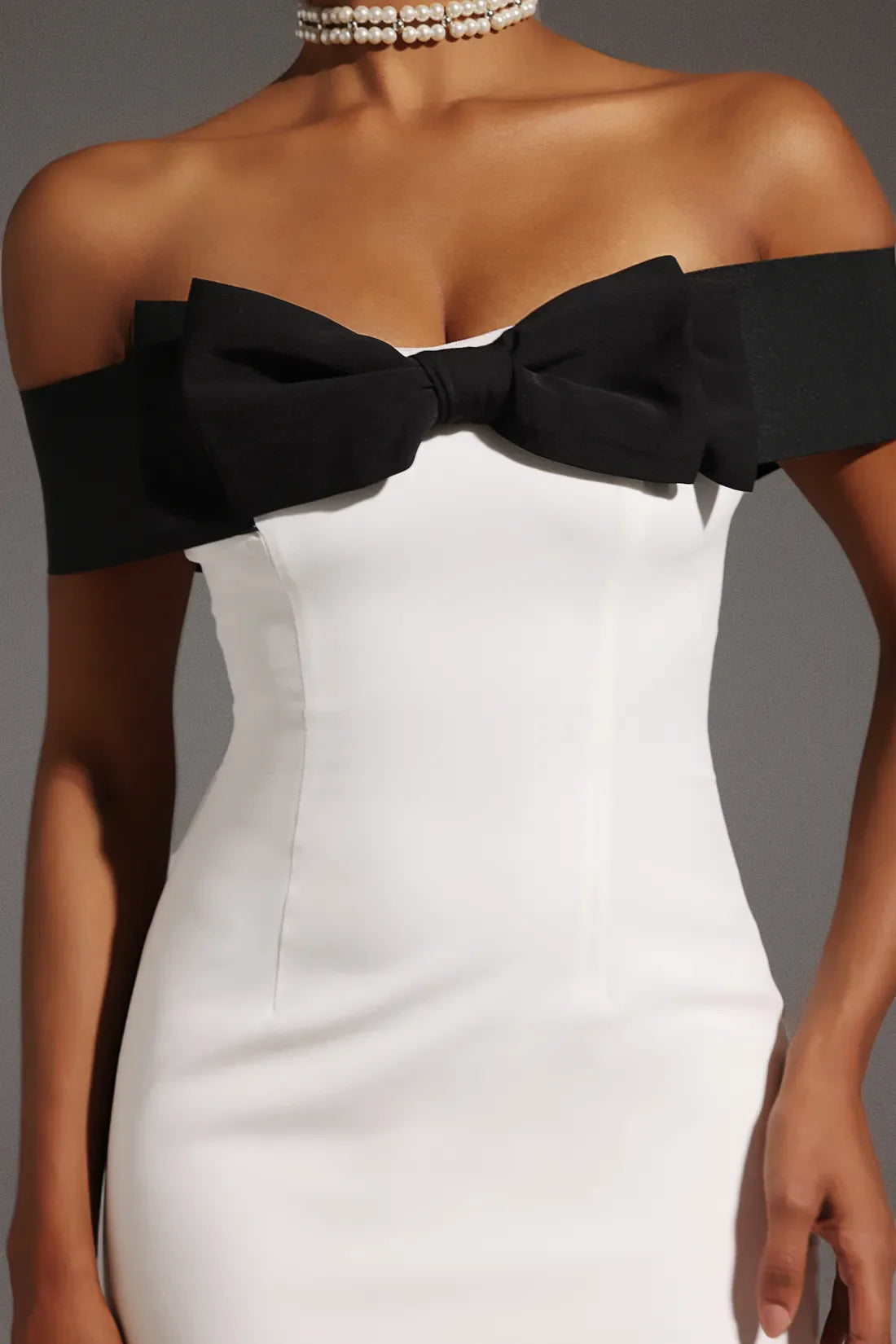 Keylin Off Shoulder Bow Mini Dress | Xs-Beyaz | S-Beyaz | M-Beyaz | L-Beyaz