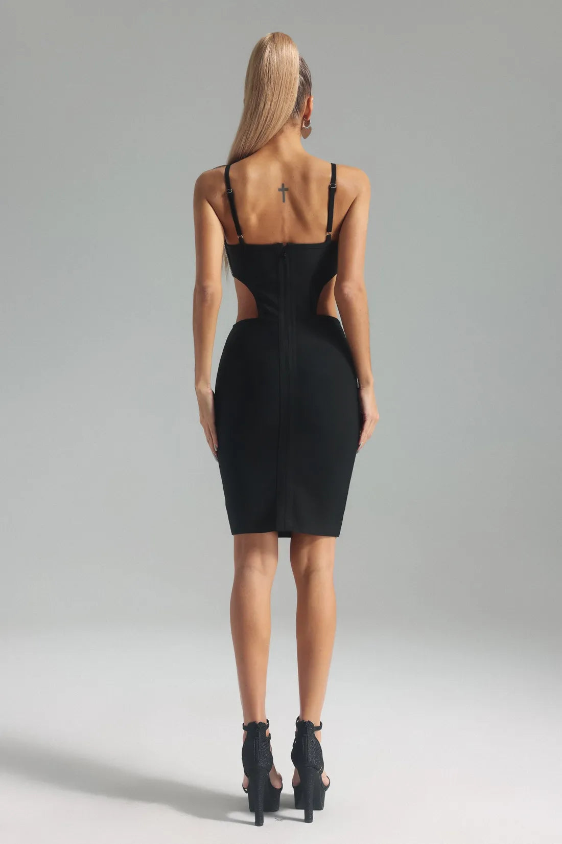 Jessie Elmas Kalp Midi Elbise | S-Siyah | M-Siyah | L-Siyah | Xl-Siyah