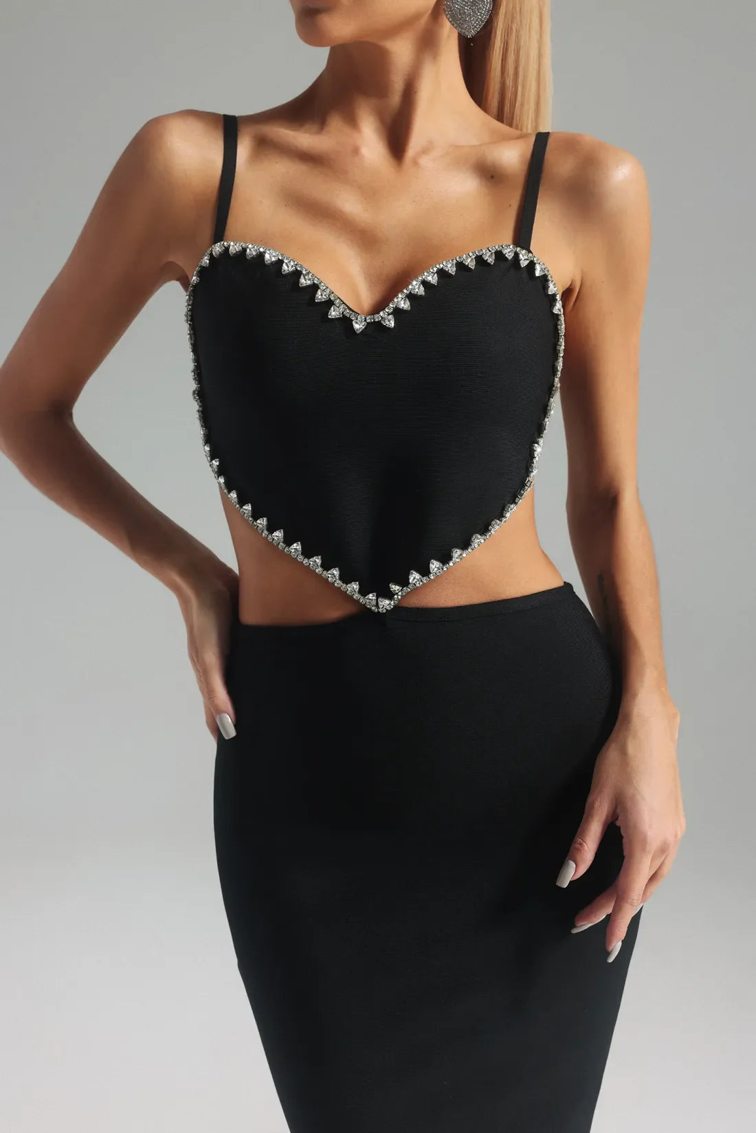 Jessie Elmas Kalp Midi Elbise | S-Siyah | M-Siyah | L-Siyah | Xl-Siyah