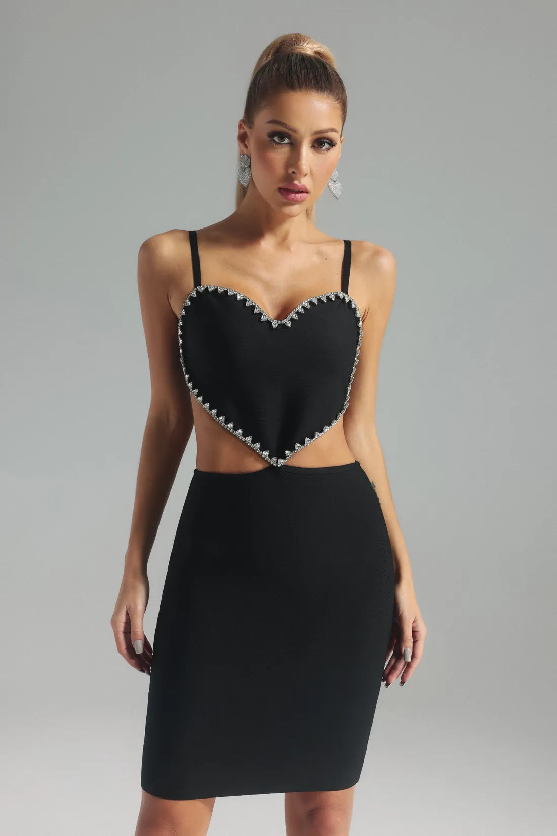 Jessie Elmas Kalp Midi Elbise | S-Siyah | M-Siyah | L-Siyah | Xl-Siyah