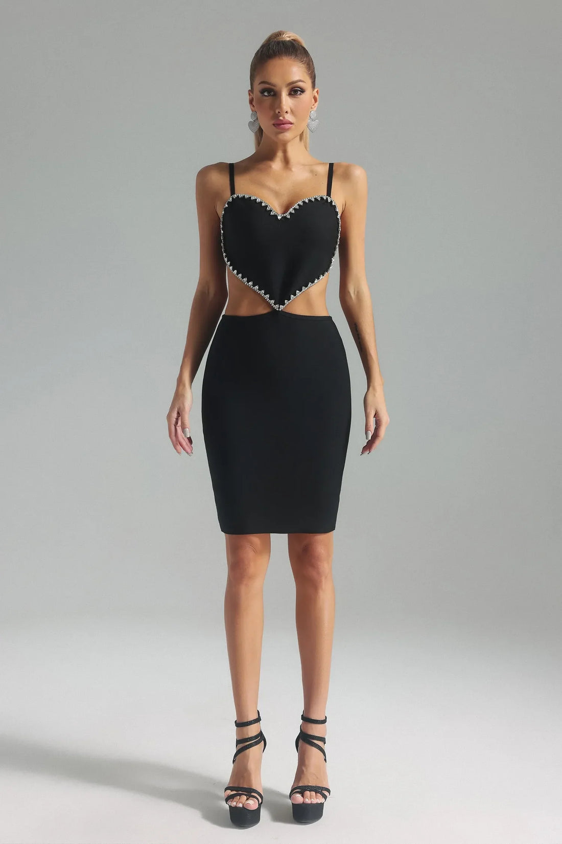 Jessie Elmas Kalp Midi Elbise | S-Siyah | M-Siyah | L-Siyah | Xl-Siyah