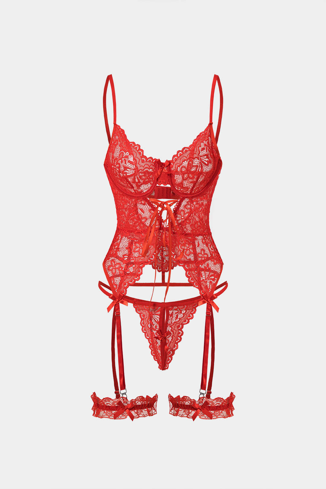 Velorage Stormi Dantel Garter Takim | 13961-GB1746594774-red-S | 13961-GB1746594774-red-M | 13961-GB1746594774-red-L