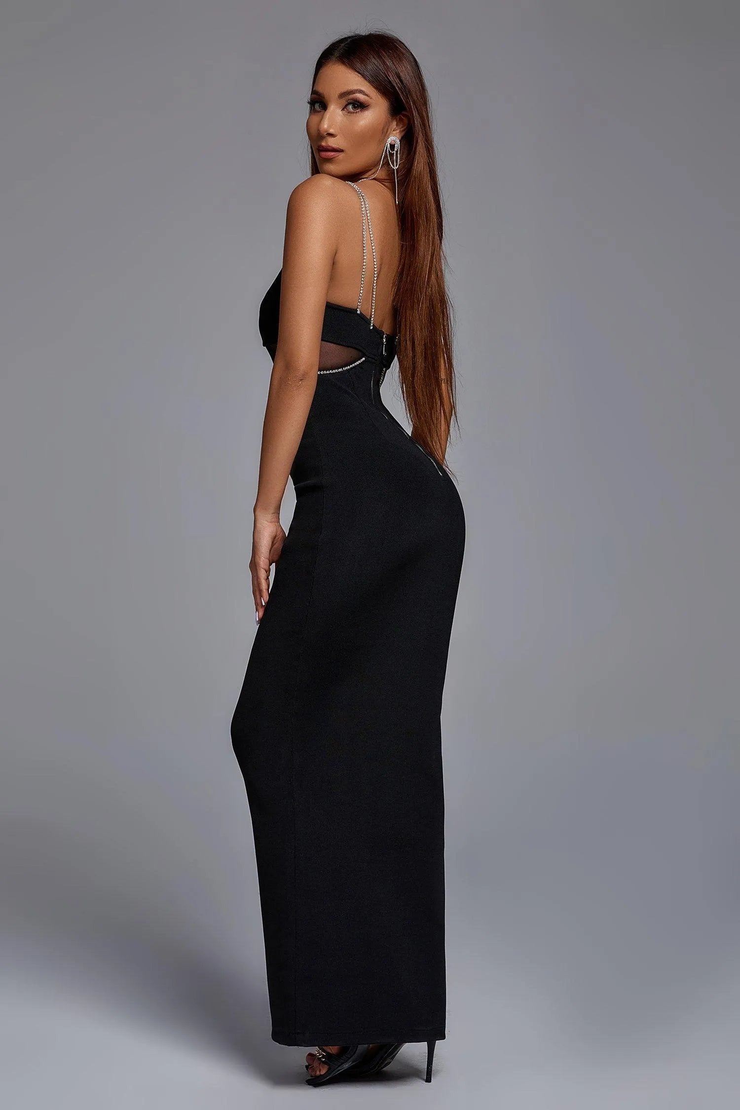 Inessa Elmas Bandaj Maksi Elbise | Xs-Siyah | S-Siyah | M-Siyah | L-Siyah | Xl-Siyah