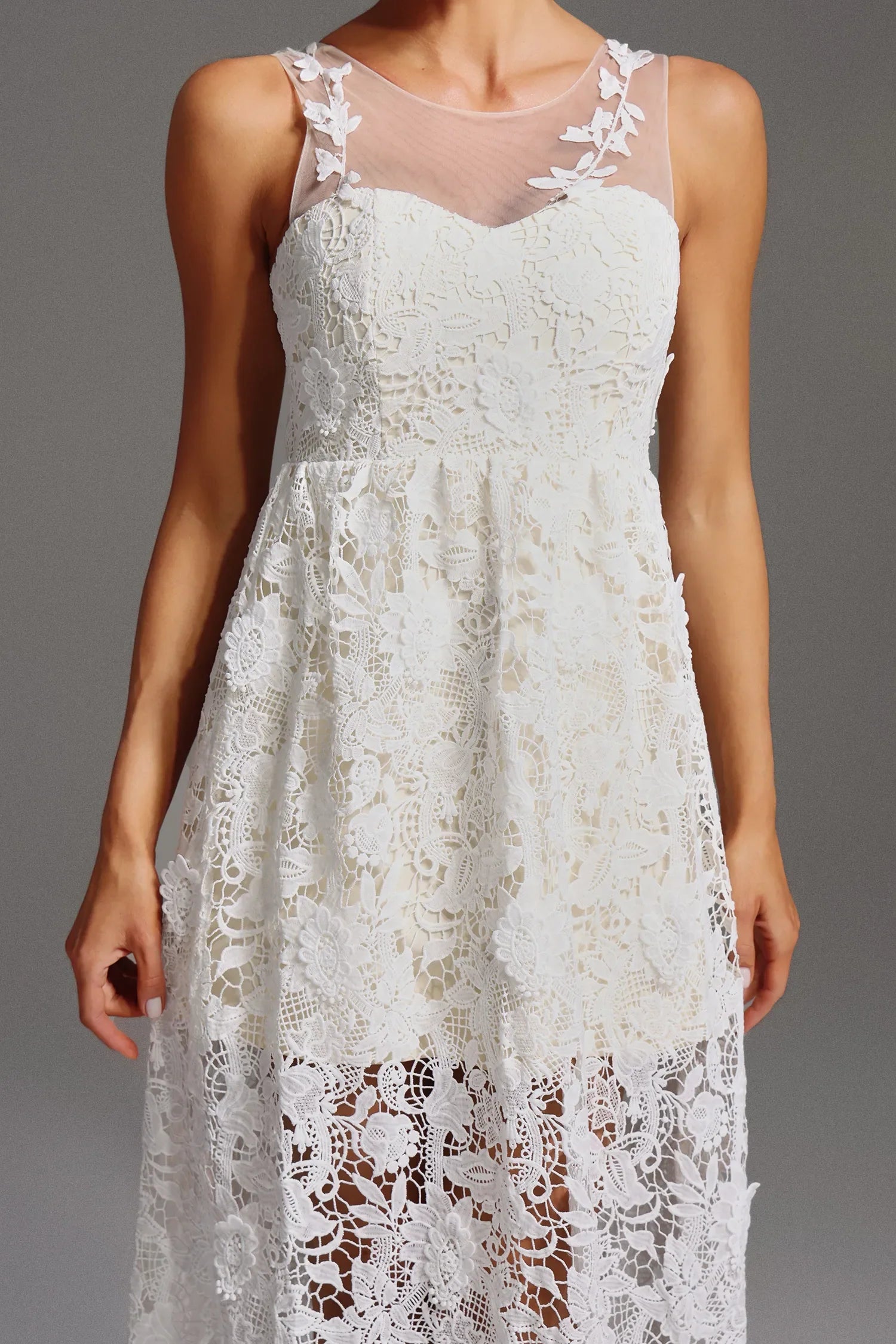 Gwyneth Dantel Uzun Elbise | S-Beyaz | M-Beyaz | L-Beyaz | Xl-Beyaz