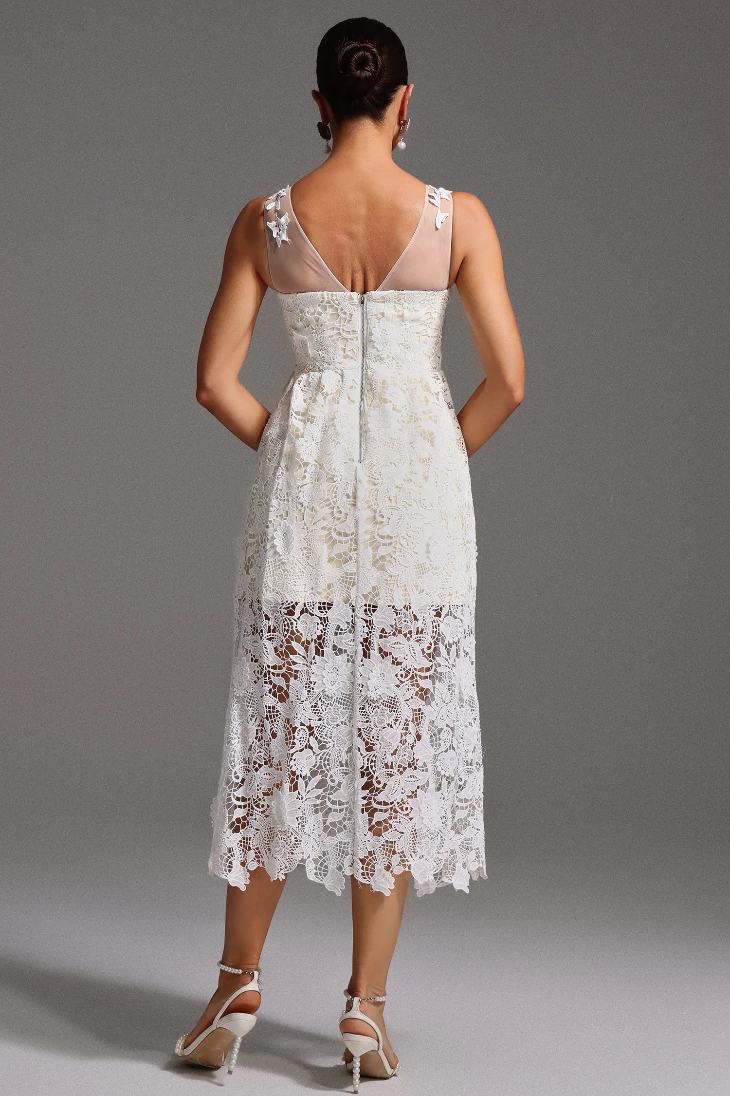 Gwyneth Dantel Uzun Elbise | S-Beyaz | M-Beyaz | L-Beyaz | Xl-Beyaz