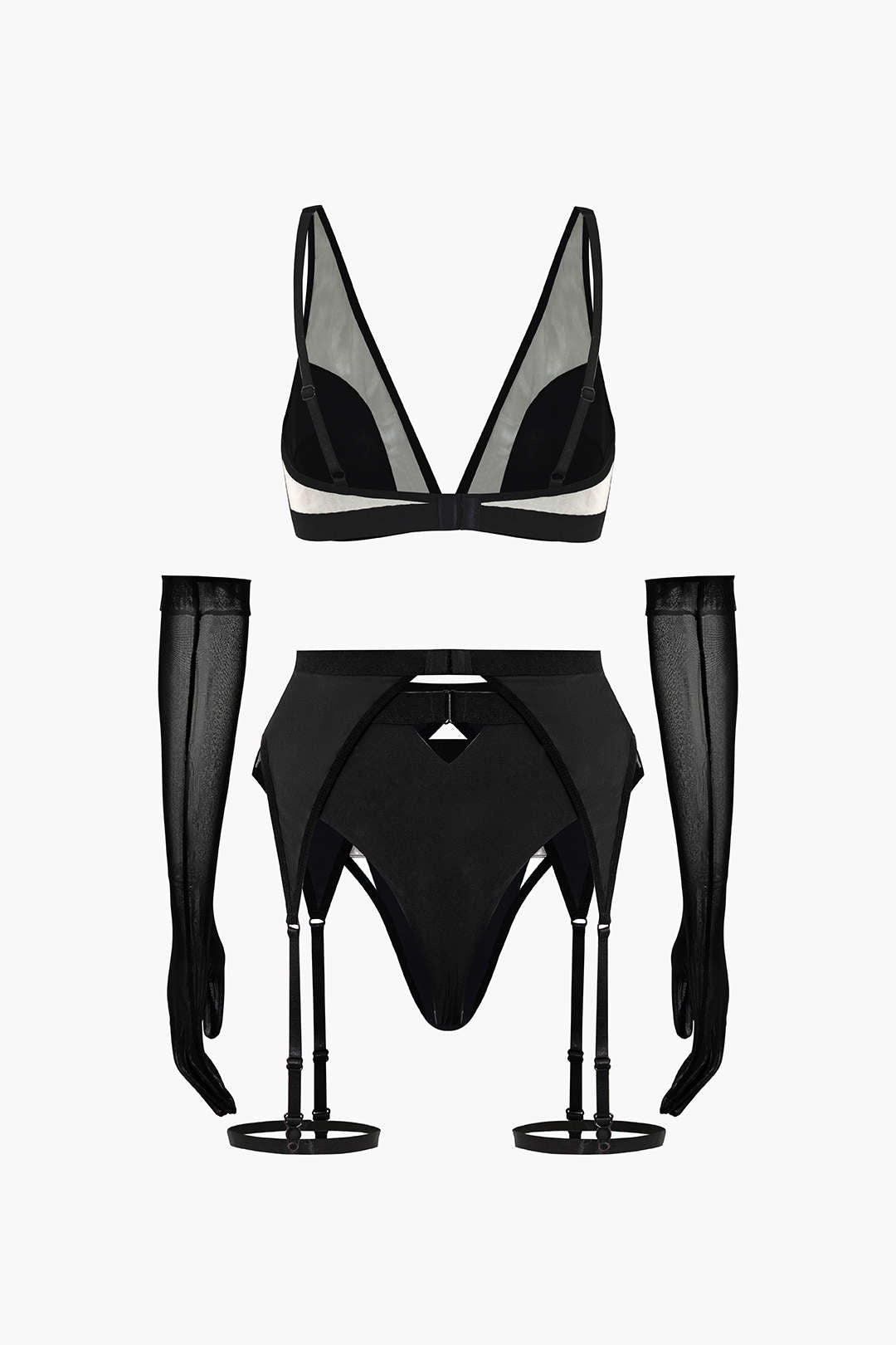 Velorage Tamera Seffaf Jartiyer ve Eldiven Seti | 13961-ON1749625753-black-S | 13961-ON1749625753-black-M | 13961-ON1749625753-black-L