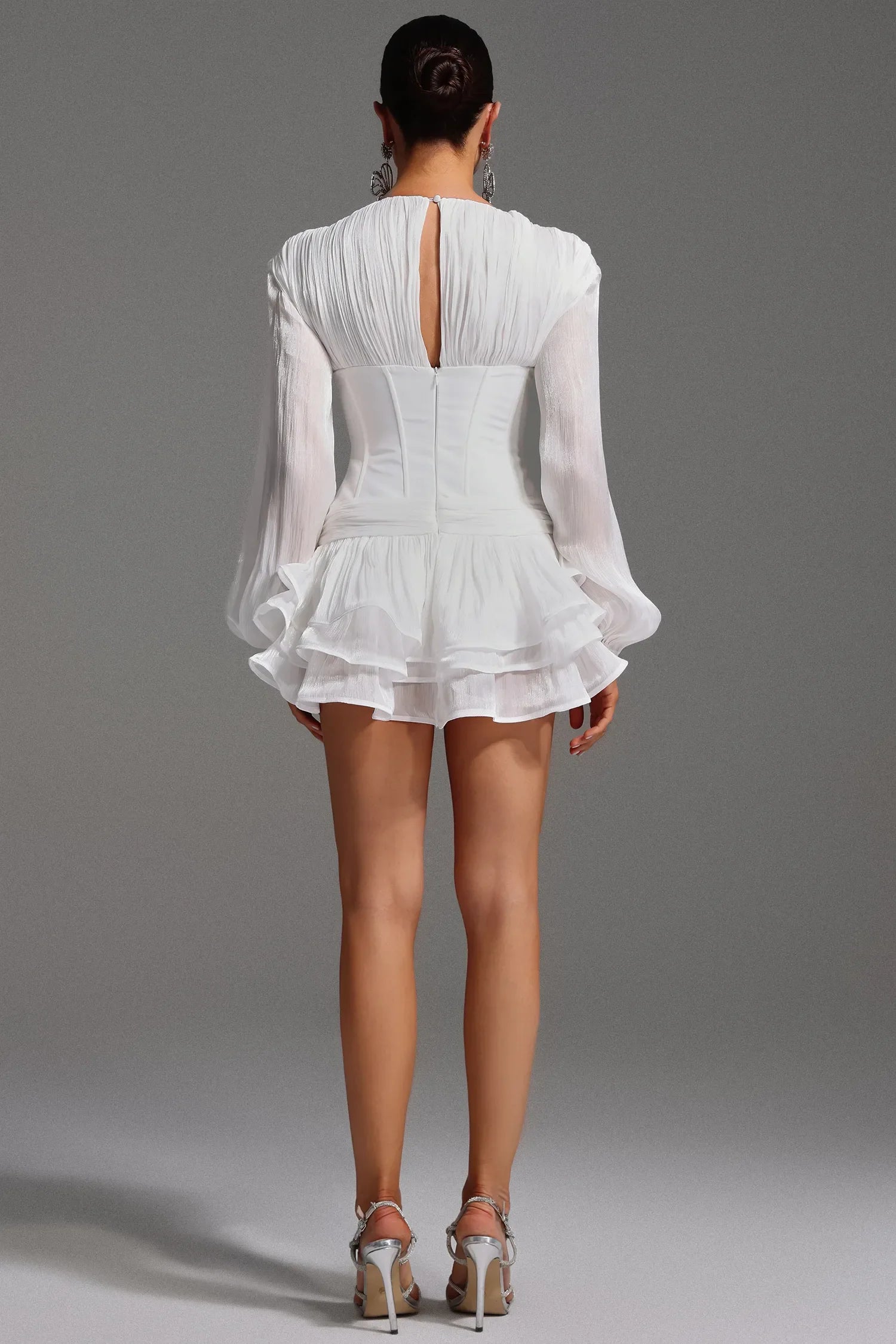Caelyn Cicekli Firfirli Mini Elbise | S-Cicek | M-Cicek | L-Cicek