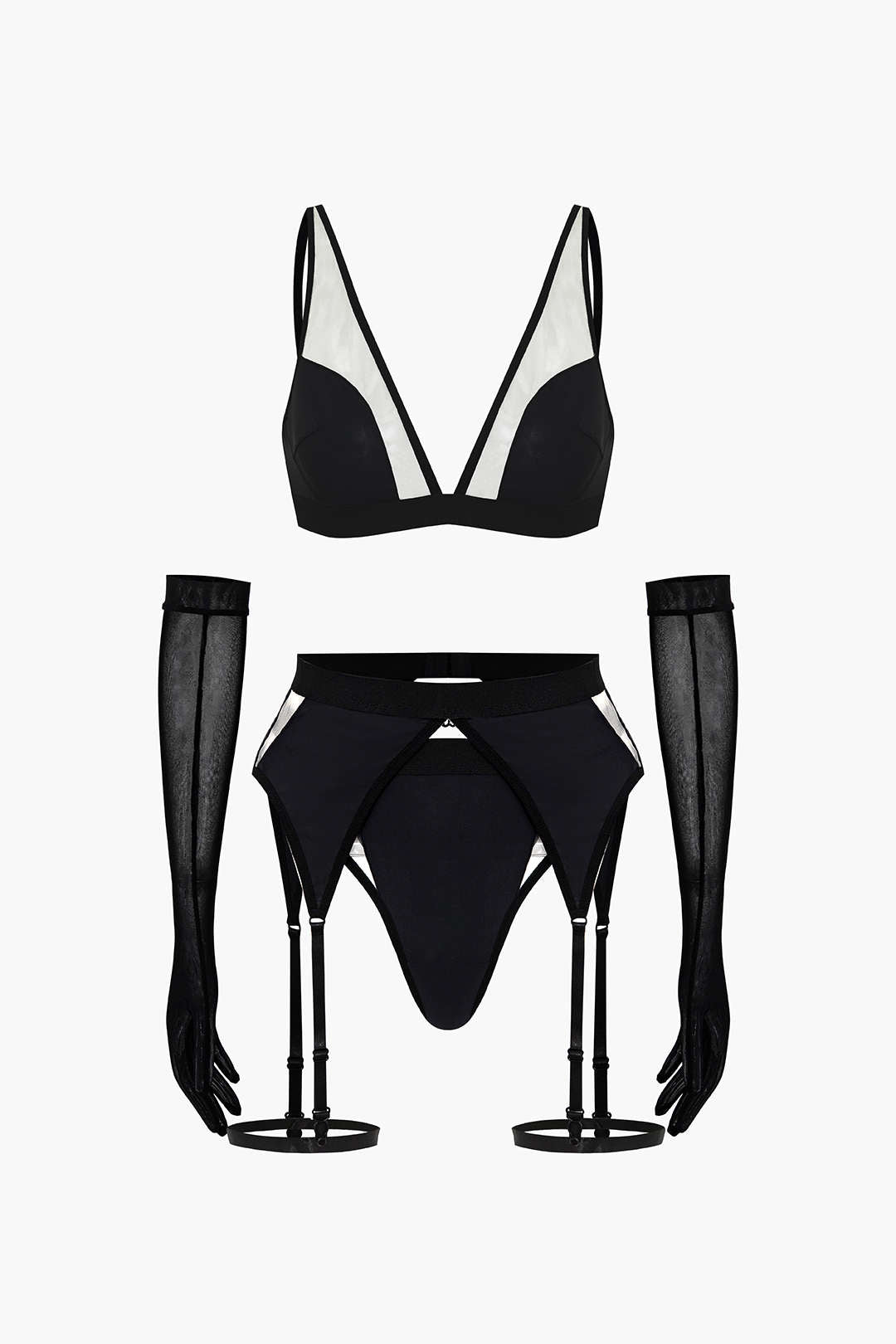 Velorage Tamera Seffaf Jartiyer ve Eldiven Seti | 13961-ON1749625753-black-S | 13961-ON1749625753-black-M | 13961-ON1749625753-black-L