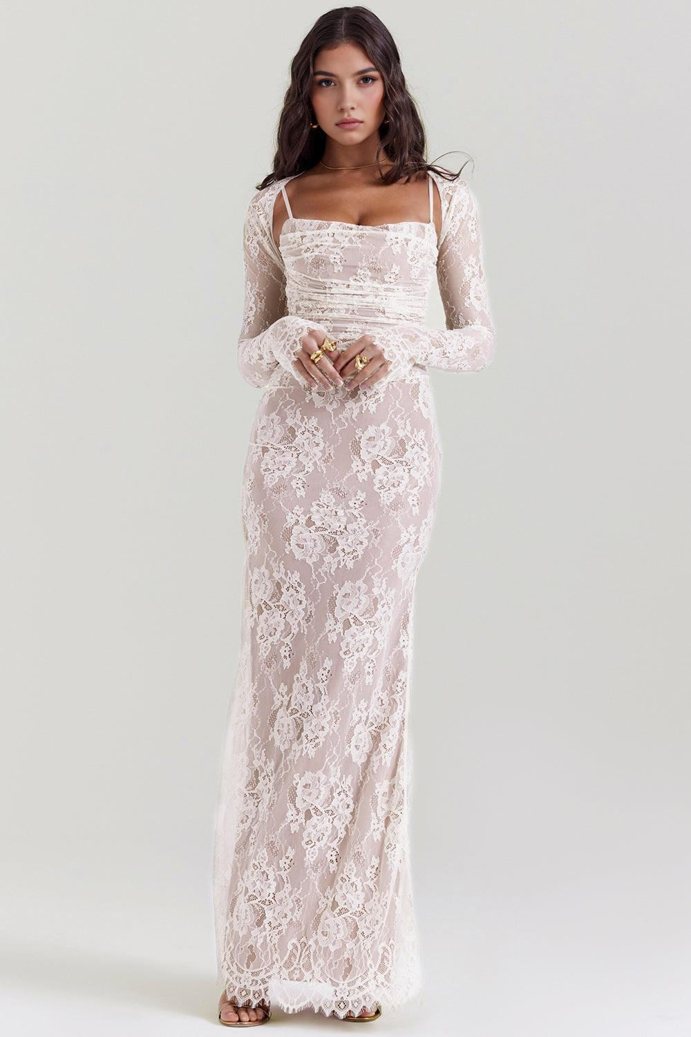 Velorage Kerri Dantel V Yaka Maksi Elbise | 1450 | 1451 | 1452 | 1453 | Beyaz-XL