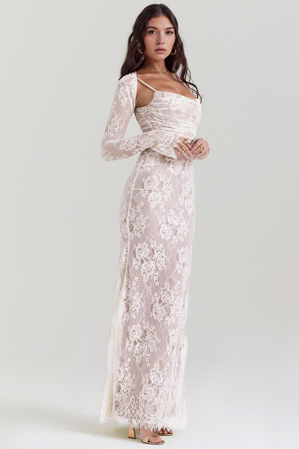 Velorage Kerri Dantel V Yaka Maksi Elbise | 1450 | 1451 | 1452 | 1453 | Beyaz-XL
