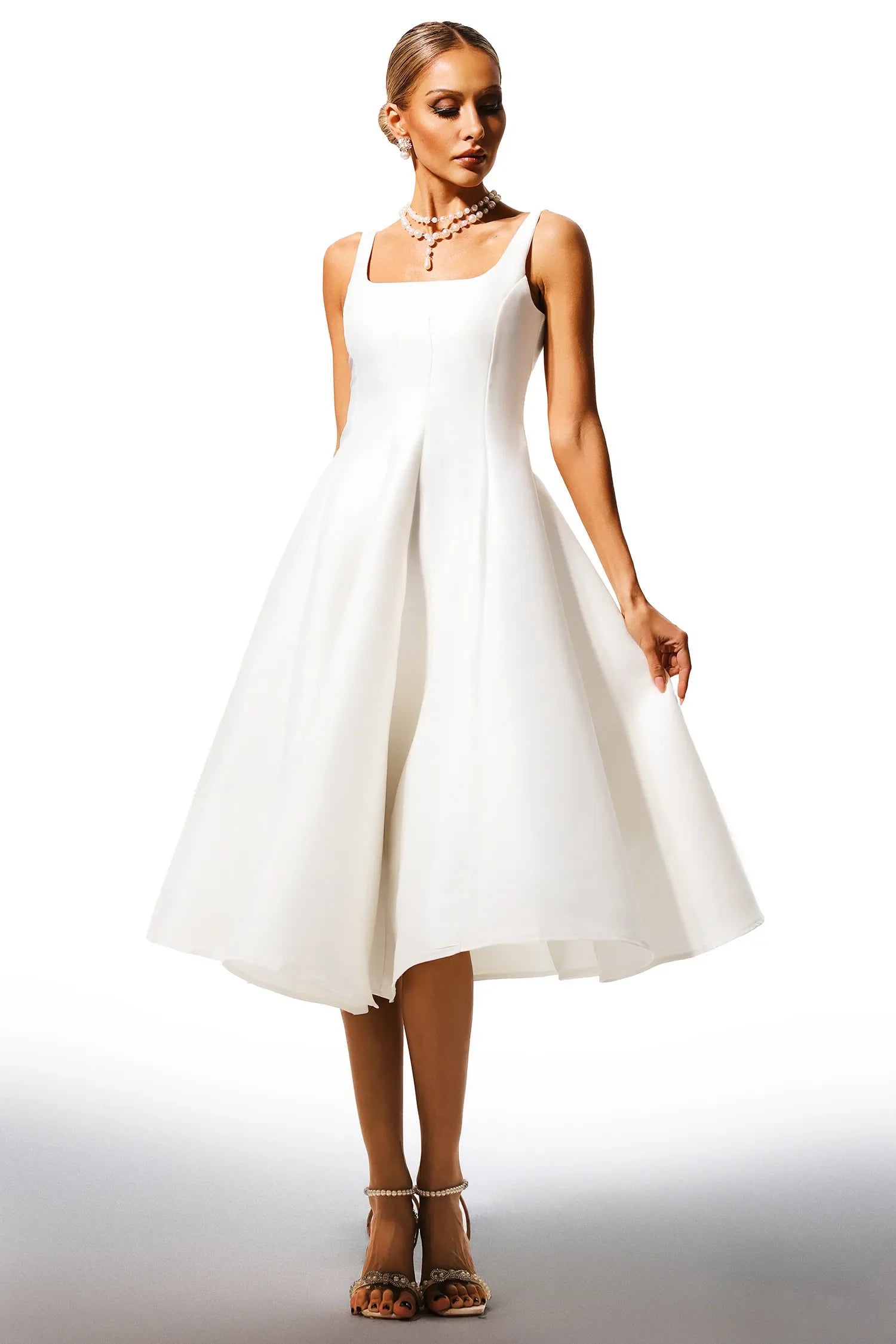 Sephora Vucut Saran Midi Elbise | S-Beyaz | M-Beyaz | L-Beyaz | Xl-Beyaz