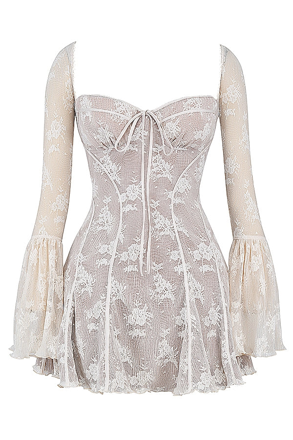 Aurorah Dantel Ruffle Mini Elbise