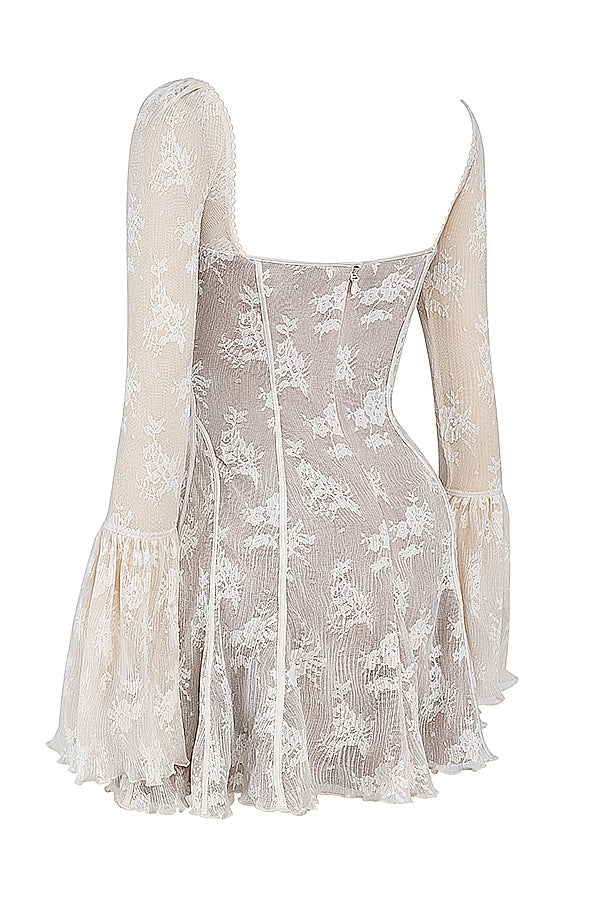 Aurorah Dantel Ruffle Mini Elbise