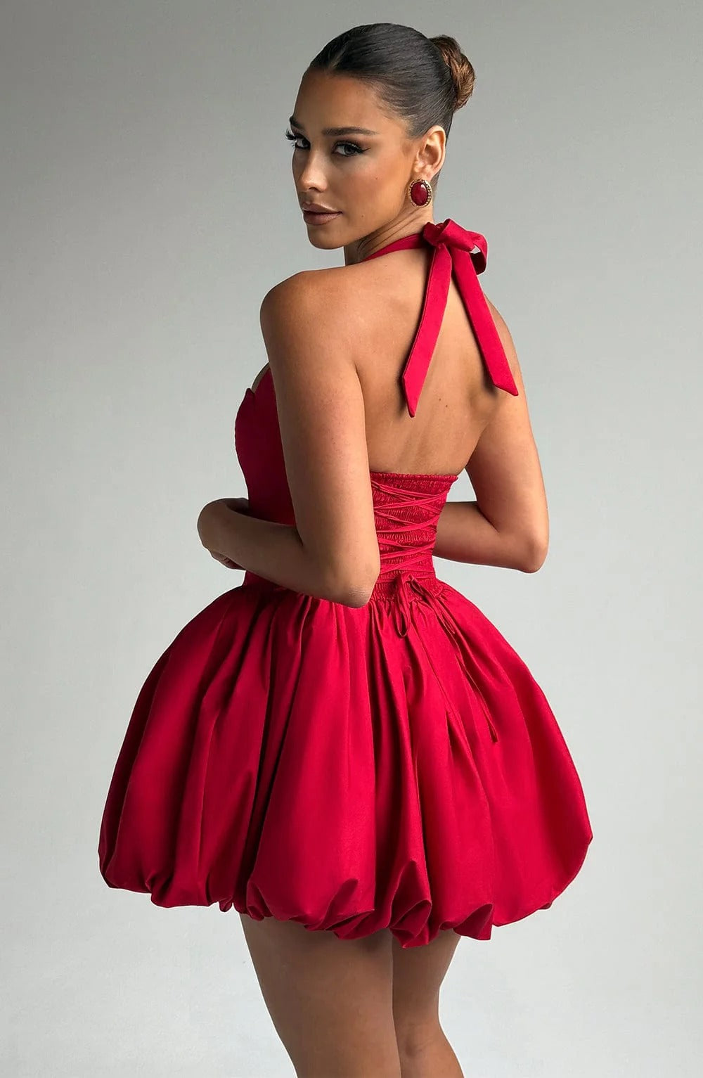 Katalaya Fiyonklu Halter Midi Elbise