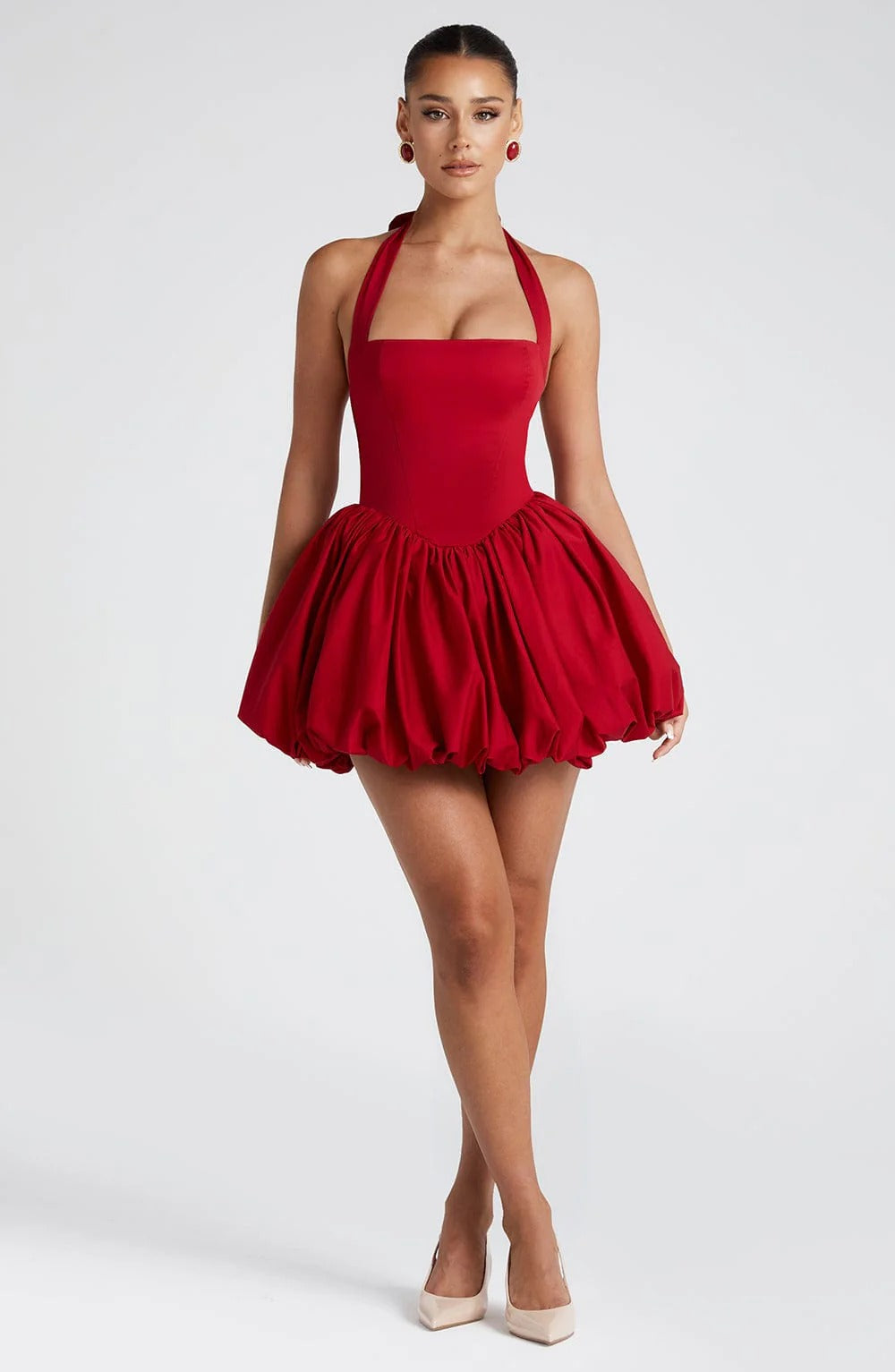 Katalaya Fiyonklu Halter Midi Elbise