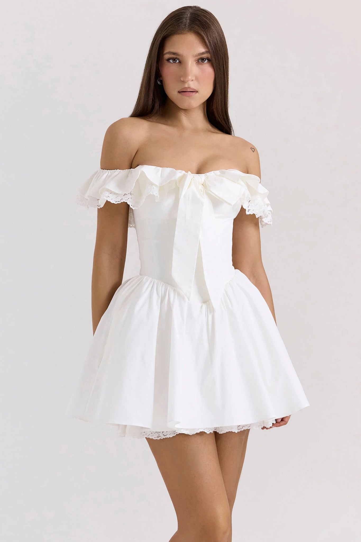 Gittel Fiyonklu Bardot Mini Elbise