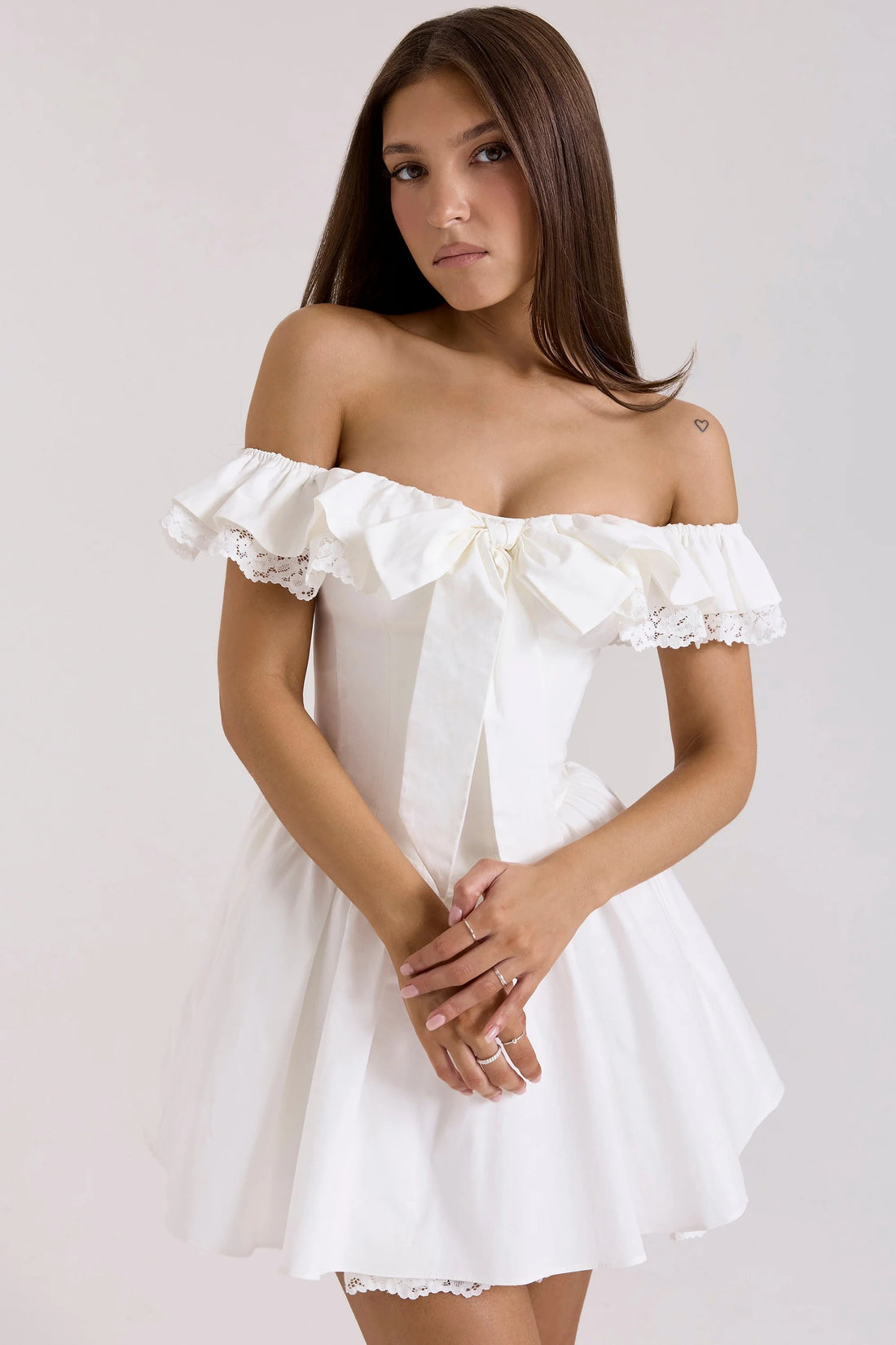 Gittel Fiyonklu Bardot Mini Elbise