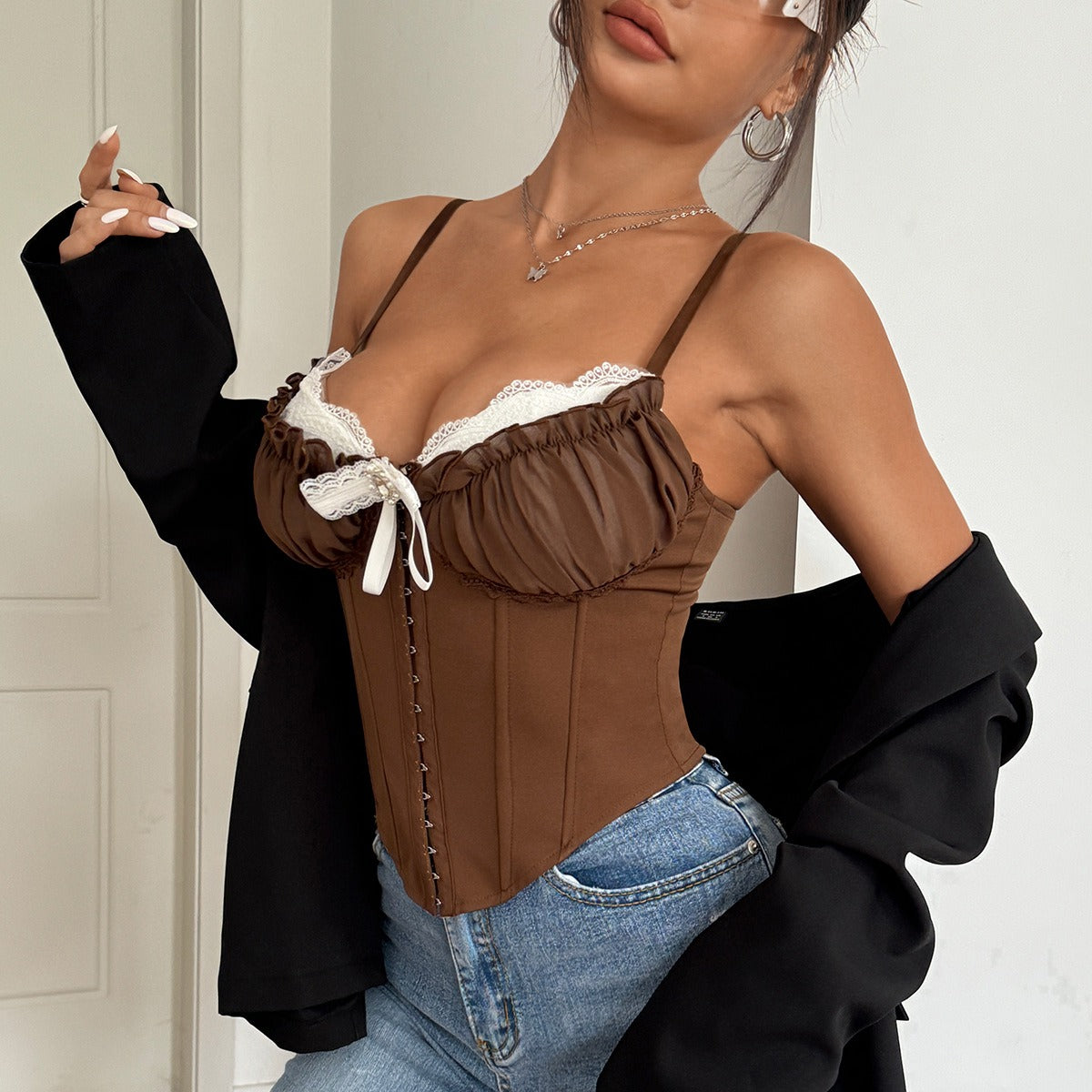 Yaretzy Dantel Kalp Yaka Korse