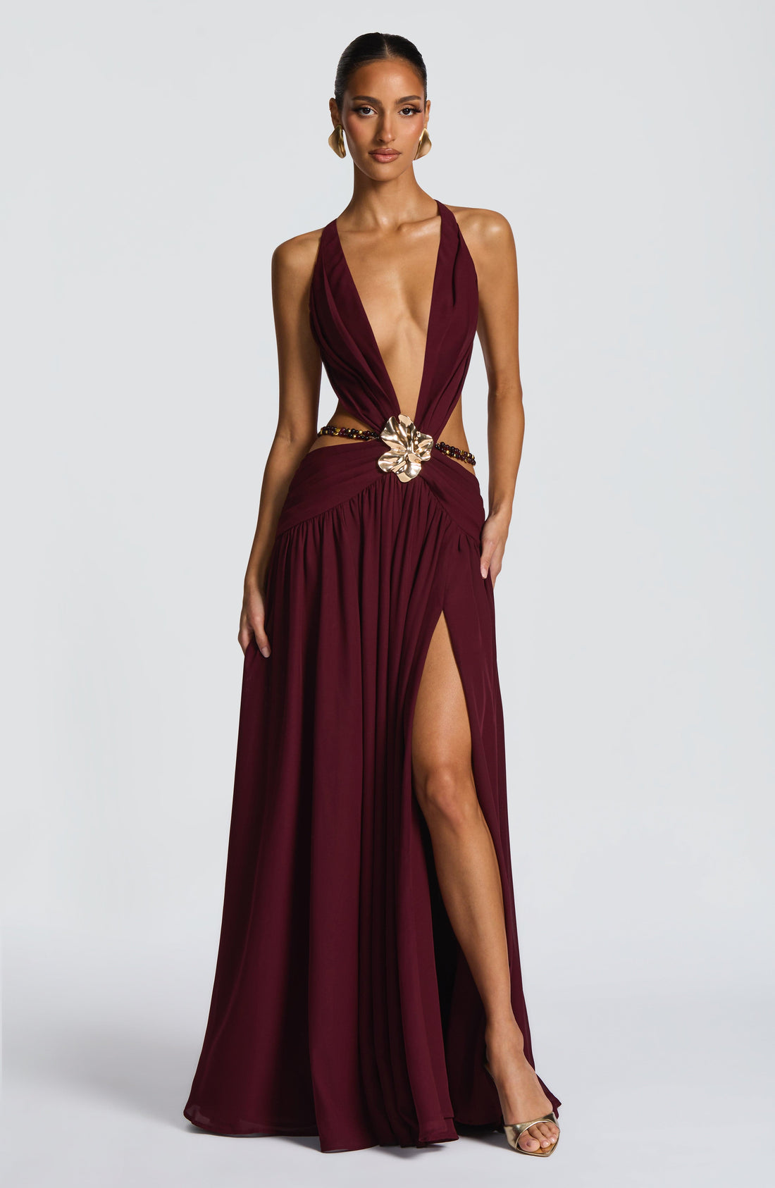 Velorage Novella Cicek Broslu Maxi Elbise | BBF4082-D - CHERRY LACQUER - XS | BBF4082-D - CHERRY LACQUER - S | BBF4082-D - CHERRY LACQUER - M | BBF4082-D - CHERRY LACQUER - L | BBF4082-D - CHERRY LACQUER - XL | BBF4082-D - CHERRY LACQUER - XXL