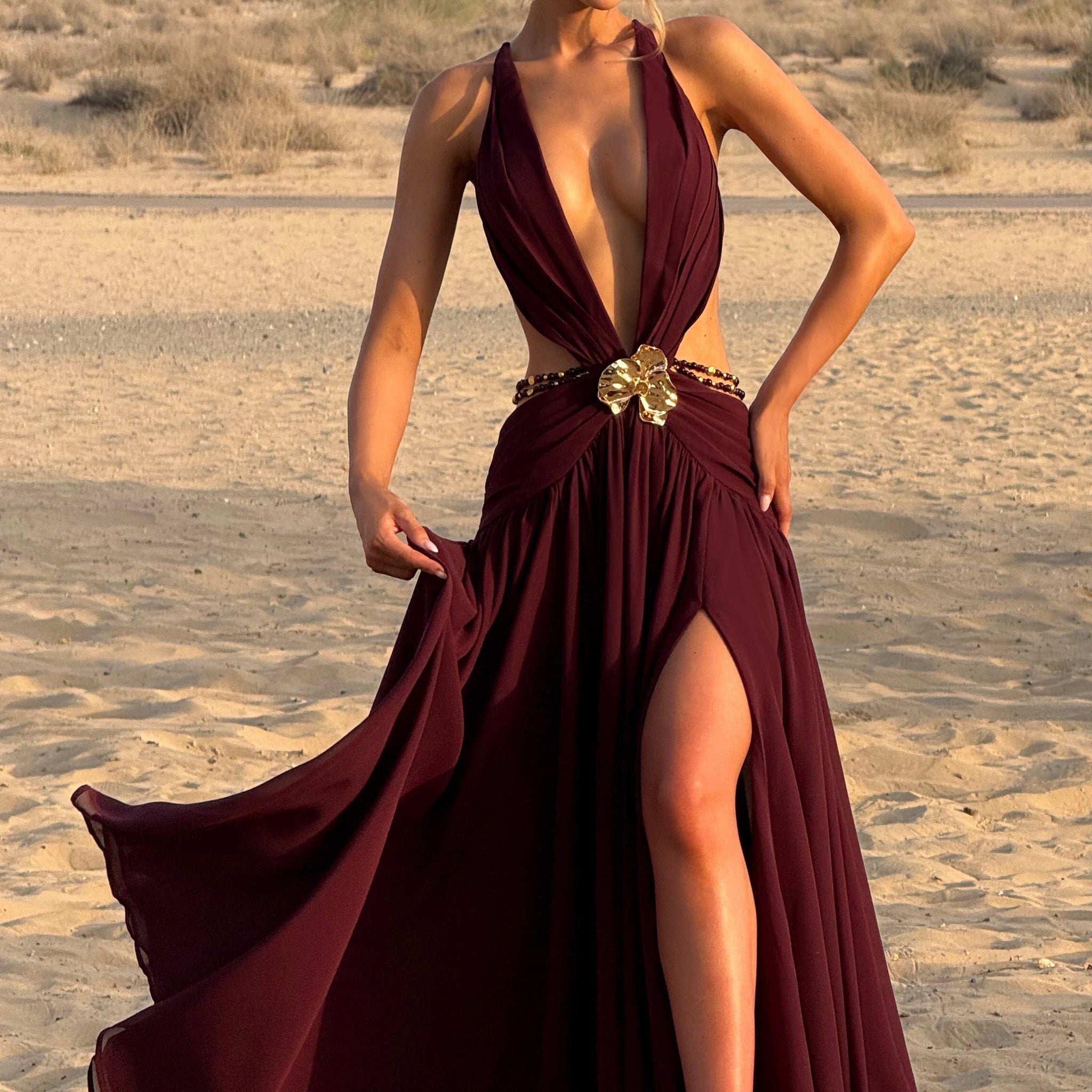 Velorage Novella Cicek Broslu Maxi Elbise | BBF4082-D - CHERRY LACQUER - XS | BBF4082-D - CHERRY LACQUER - S | BBF4082-D - CHERRY LACQUER - M | BBF4082-D - CHERRY LACQUER - L | BBF4082-D - CHERRY LACQUER - XL | BBF4082-D - CHERRY LACQUER - XXL