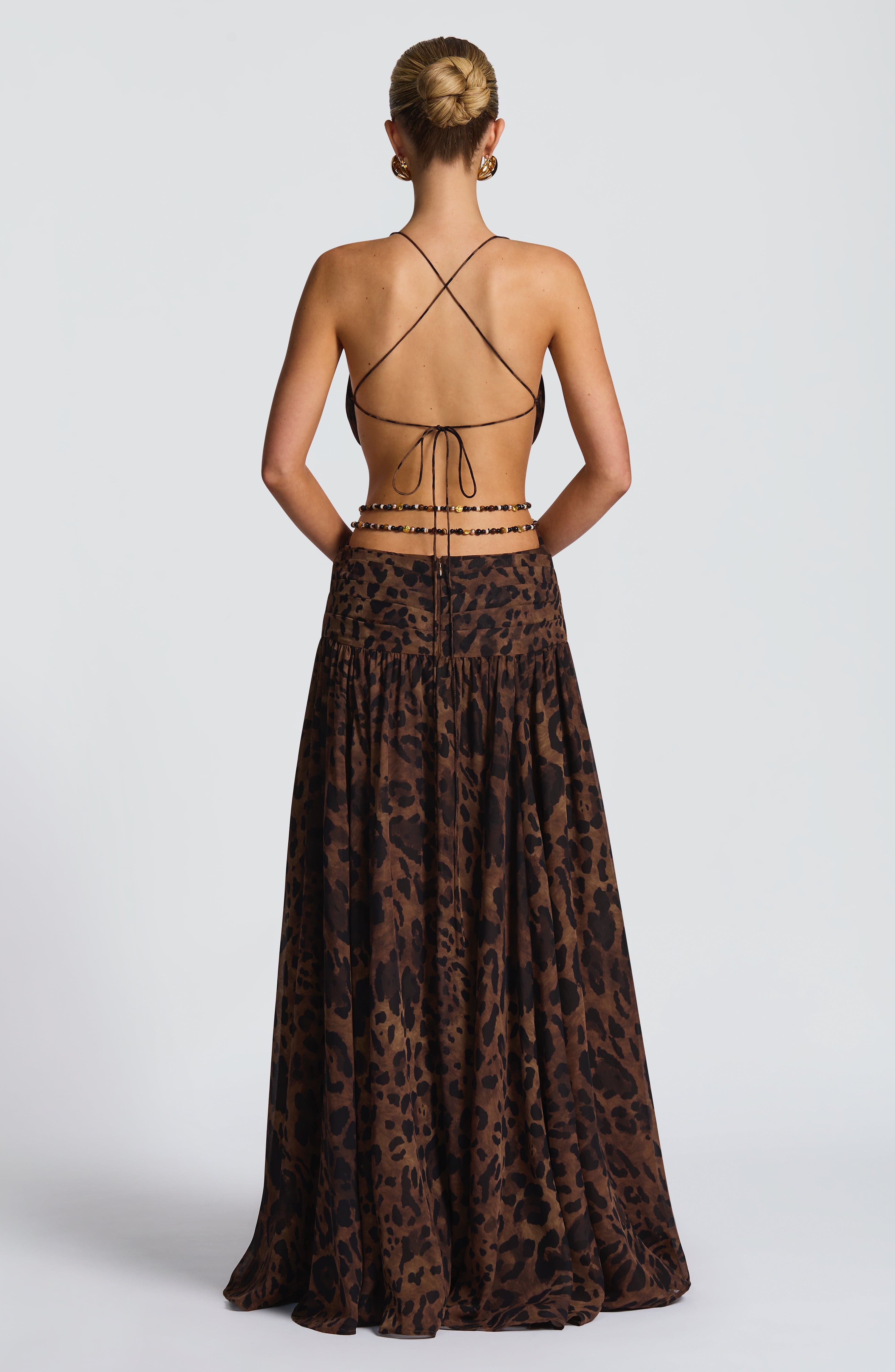 Velorage Jameson Leopar Desenli Maxi Elbise