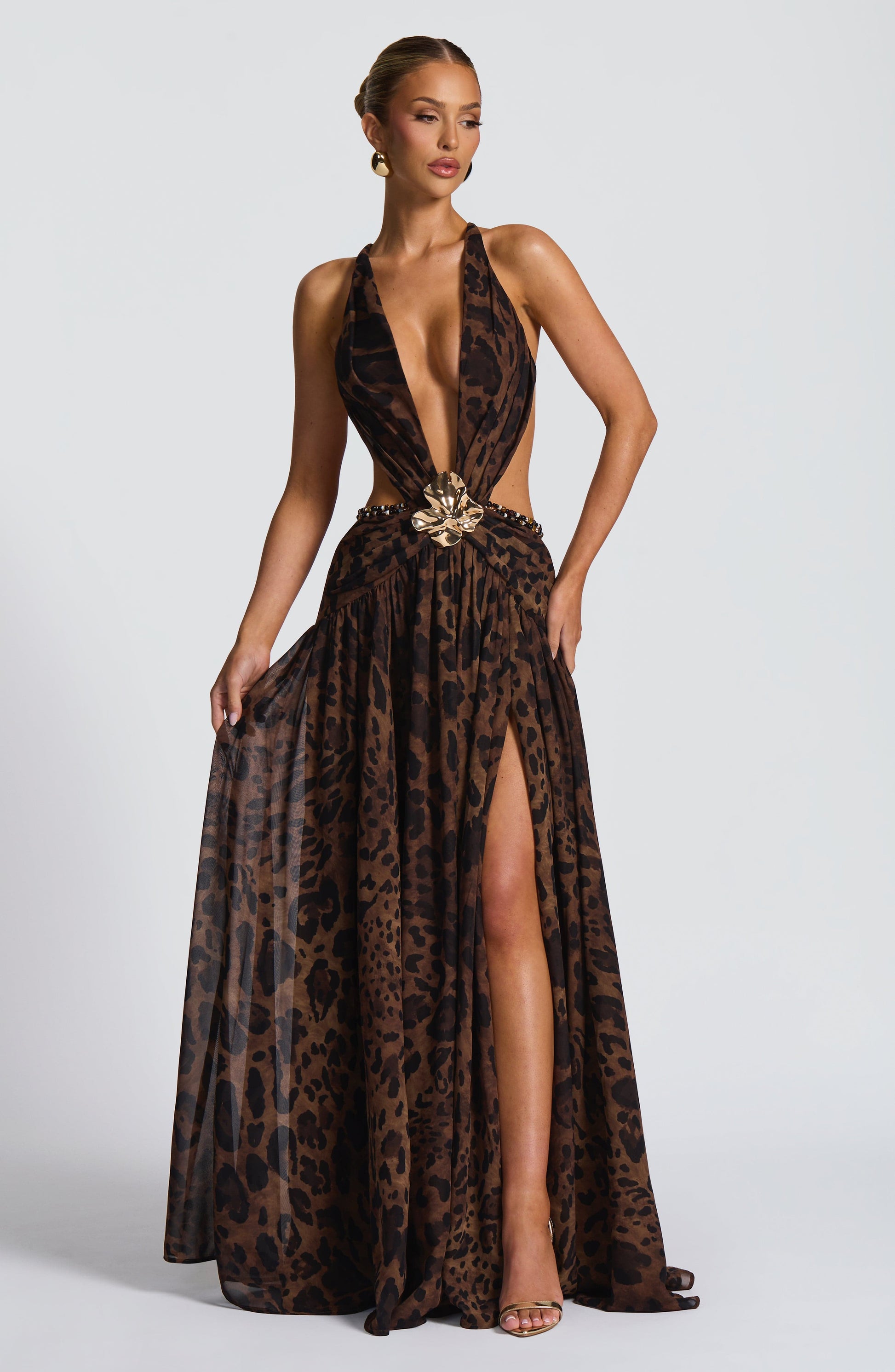 Velorage Jameson Leopar Desenli Maxi Elbise