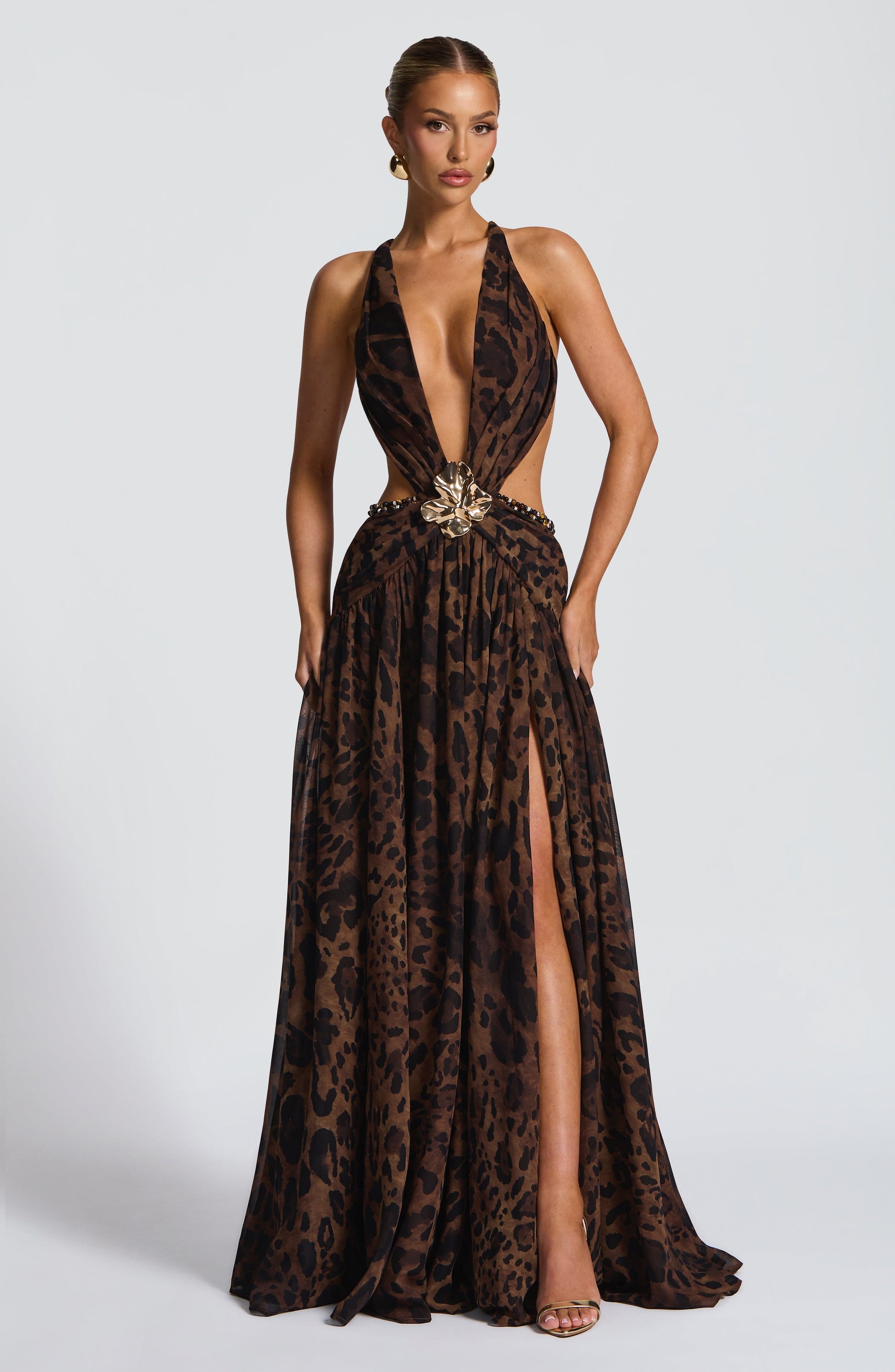Velorage Jameson Leopar Desenli Maxi Elbise