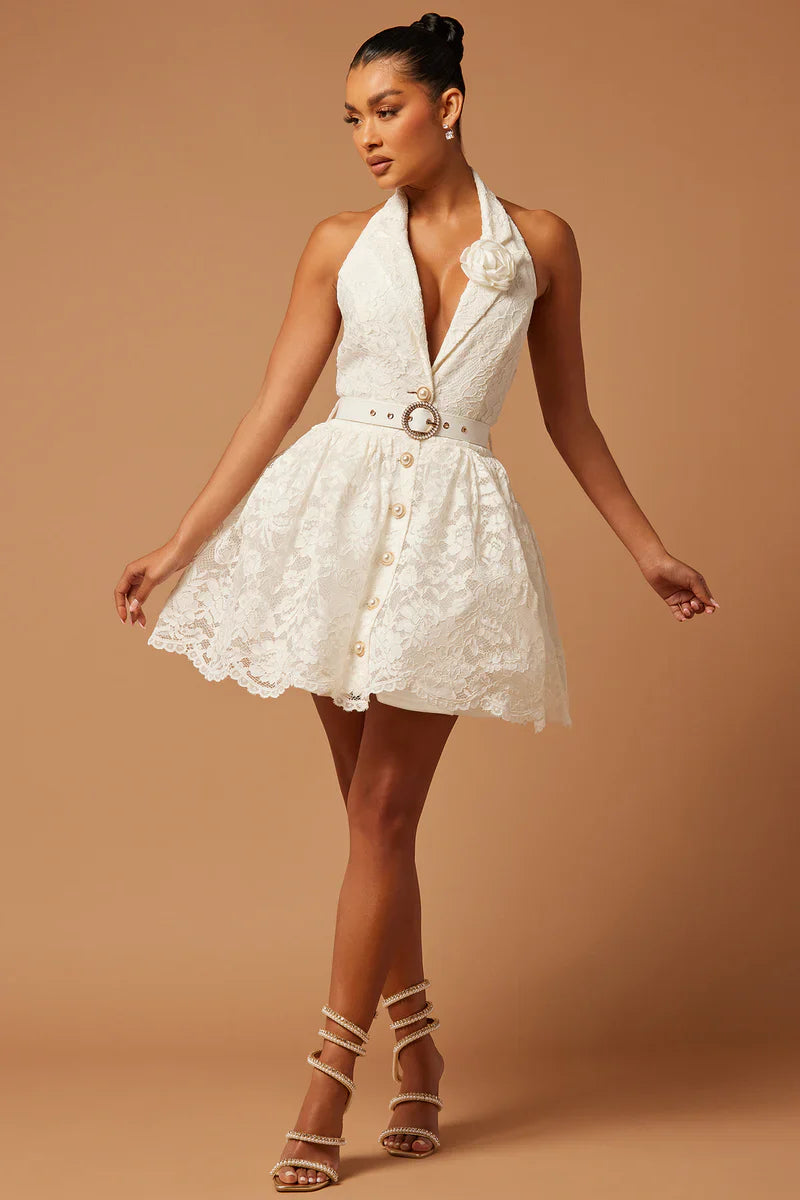 Alexander Dantel Mini Elbise | Xs-Beyaz | S-Beyaz | M-Beyaz | L-Beyaz | Xl-Beyaz