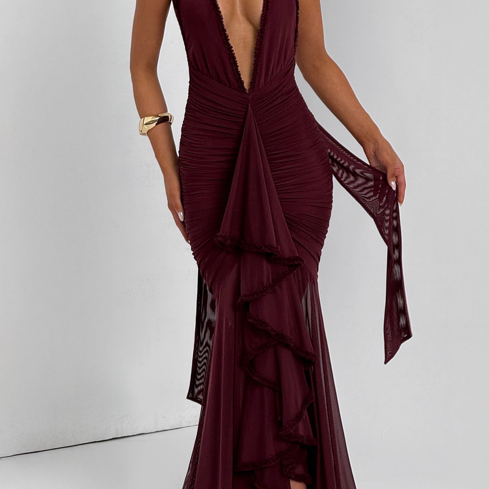 Velorage Railyn Maksi Halter Elbise | BBF4027-D - CHERRY LACQUER - XS | BBF4027-D - CHERRY LACQUER - S | BBF4027-D - CHERRY LACQUER - M | BBF4027-D - CHERRY LACQUER - L | BBF4027-D - CHERRY LACQUER - XL | BBF4027-D - CHERRY LACQUER - XXL