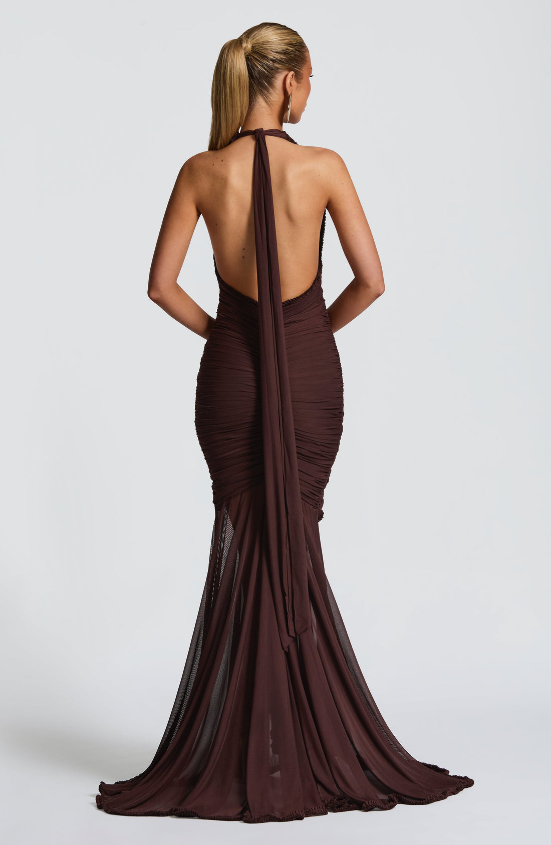 Velorage Mishika Halter Maxi Elbise | BBF4027-D - PLUM BROWN - XS | BBF4027-D - PLUM BROWN - S | BBF4027-D - PLUM BROWN - M | BBF4027-D - PLUM BROWN - L | BBF4027-D - PLUM BROWN - XL | BBF4027-D - PLUM BROWN - XXL