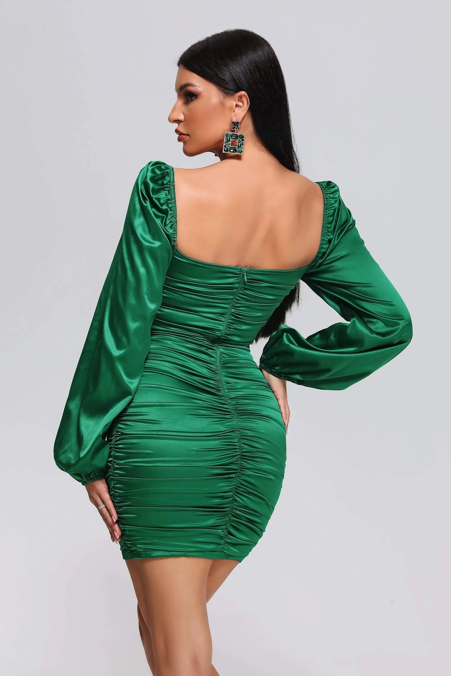 Judah Straplez Saten Mini Elbise | S-Yesil | M-Yesil | L-Yesil | Xl-Yesil