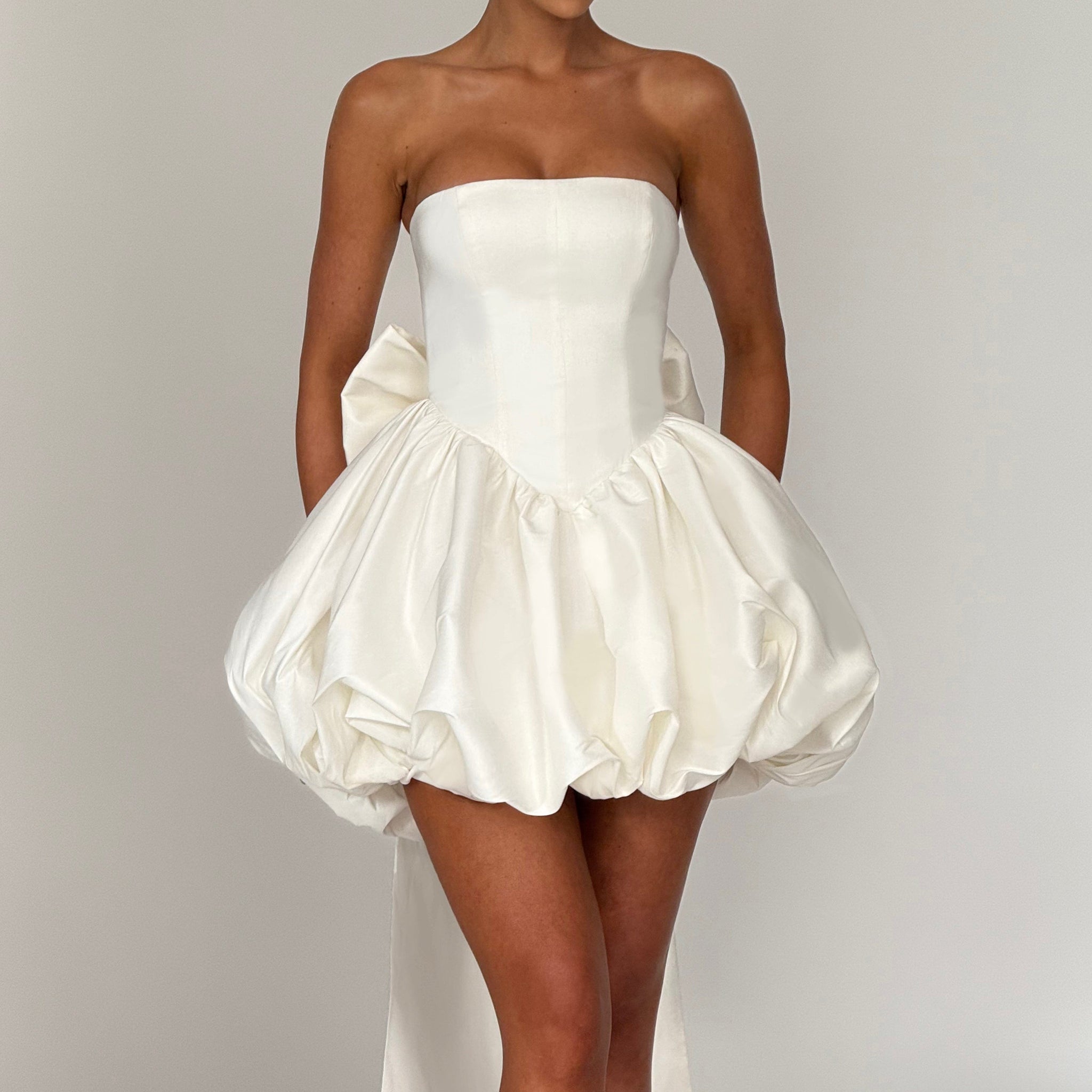 Velorage Nayla Straplez Mini Elbise | BBF3973-D - IVORY - XS | BBF3973-D - IVORY - S | BBF3973-D - IVORY - M | BBF3973-D - IVORY - L | BBF3973-D - IVORY - XL | BBF3973-D - IVORY - XXL