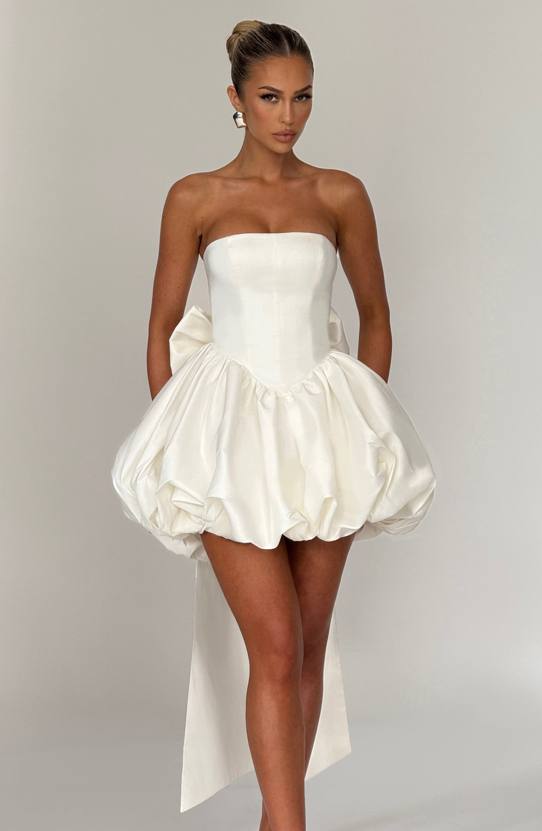 Velorage Nayla Straplez Mini Elbise | BBF3973-D - IVORY - XS | BBF3973-D - IVORY - S | BBF3973-D - IVORY - M | BBF3973-D - IVORY - L | BBF3973-D - IVORY - XL | BBF3973-D - IVORY - XXL