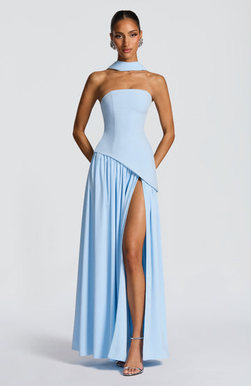 Velorage Jayden Sifon Maxi Elbise | BBF3908-D - BABY BLUE - XS | BBF3908-D - BABY BLUE - S | BBF3908-D - BABY BLUE - M | BBF3908-D - BABY BLUE - L | BBF3908-D - BABY BLUE - XL | BBF3908-D - BABY BLUE - XXL