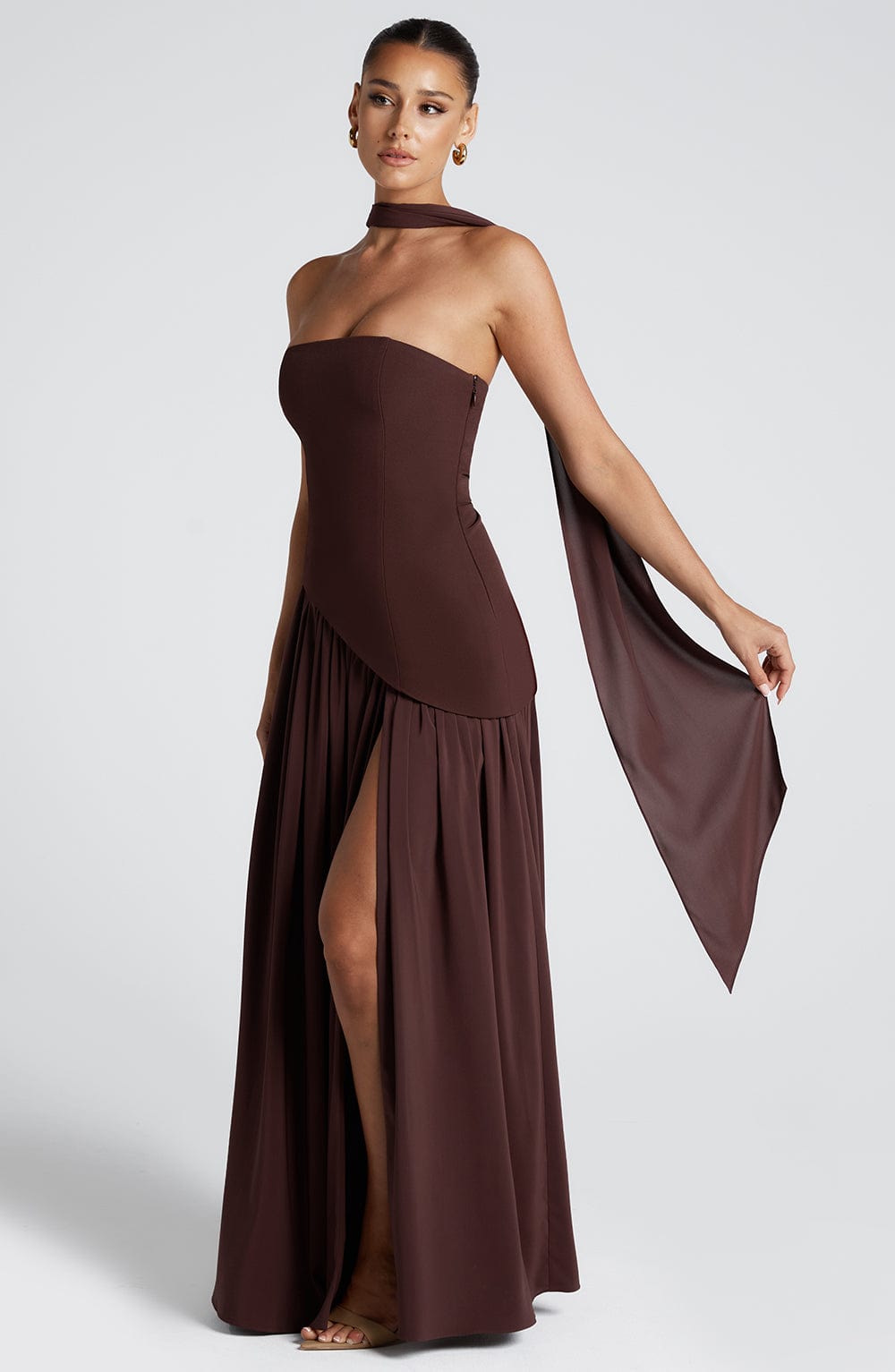 Velorage Kynlie Straplez Maxi Elbise | BBF3908-D - PLUM BROWN - XS | BBF3908-D - PLUM BROWN - S | BBF3908-D - PLUM BROWN - M | BBF3908-D - PLUM BROWN - L | BBF3908-D - PLUM BROWN - XL | BBF3908-D - PLUM BROWN - XXL