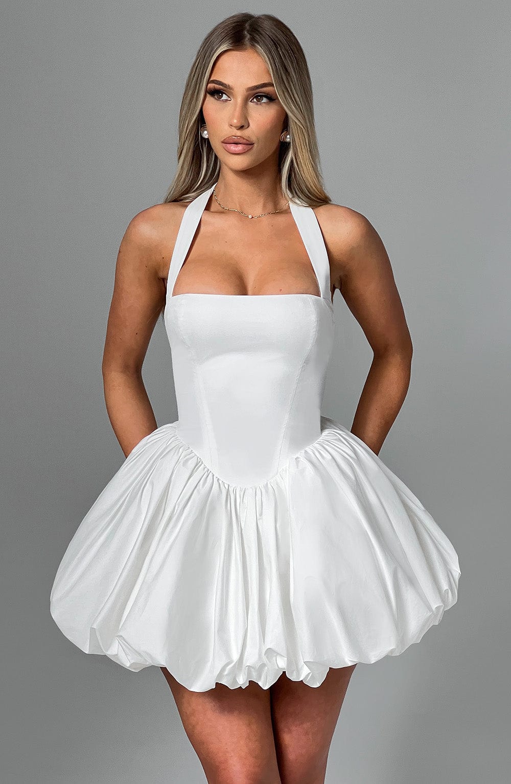 Velorage Julian Halter Mini Elbise | BBF3859-D - IVORY - XS | BBF3859-D - IVORY - S | BBF3859-D - IVORY - M | BBF3859-D - IVORY - L | BBF3859-D - IVORY - XL | BBF3859-D - IVORY - XXL