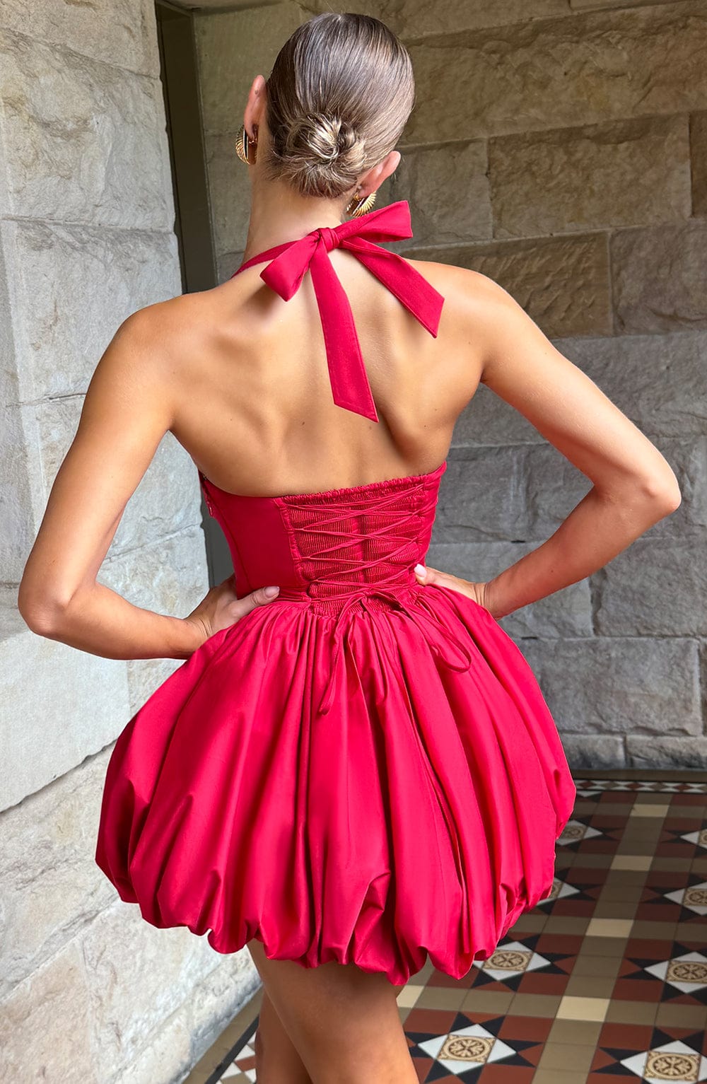 Velorage Channing Halter Mini Elbise | BBF3859-D - RED - XS | BBF3859-D - RED - S | BBF3859-D - RED - M | BBF3859-D - RED - L | BBF3859-D - RED - XL | BBF3859-D - RED - XXL