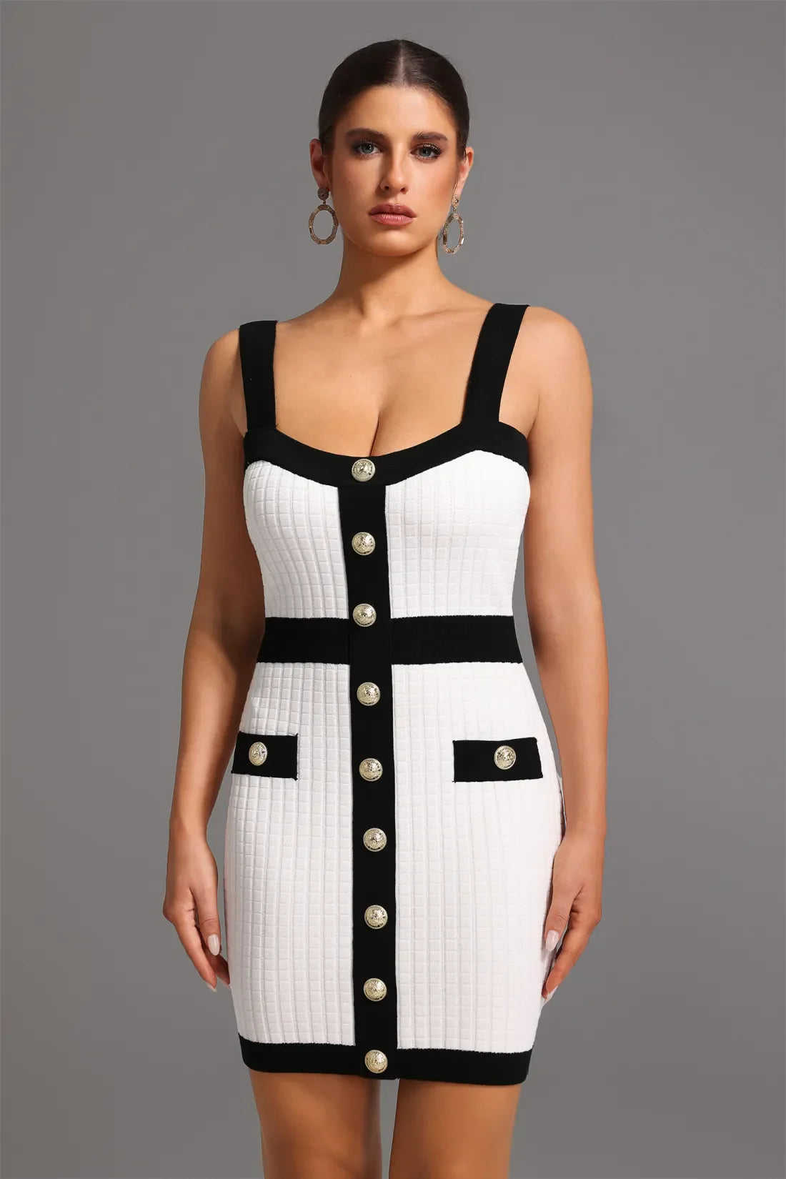 Erielle Kare Yaka Mini Elbise | S-Beyaz | M-Beyaz | L-Beyaz