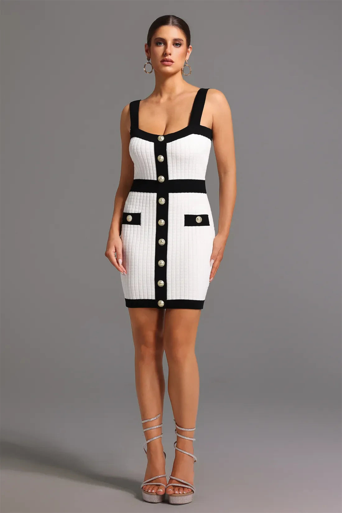 Erielle Kare Yaka Mini Elbise | S-Beyaz | M-Beyaz | L-Beyaz