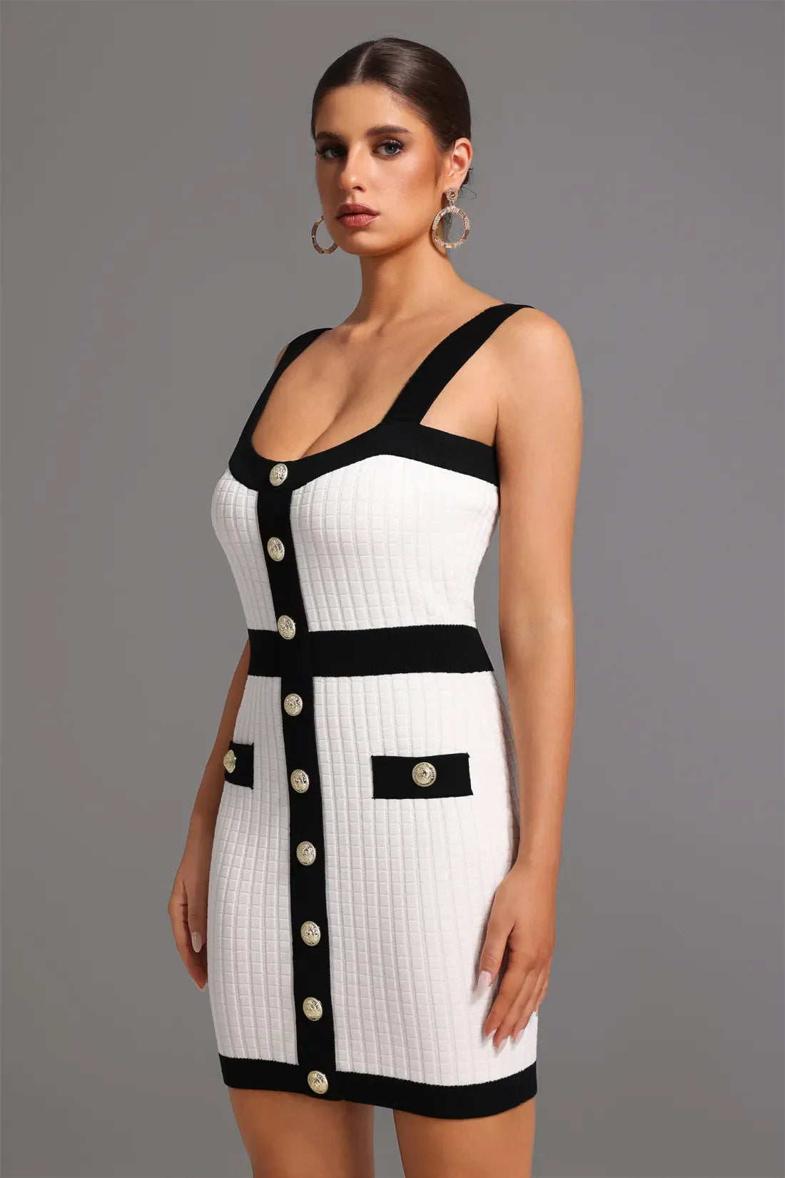 Erielle Kare Yaka Mini Elbise | S-Beyaz | M-Beyaz | L-Beyaz