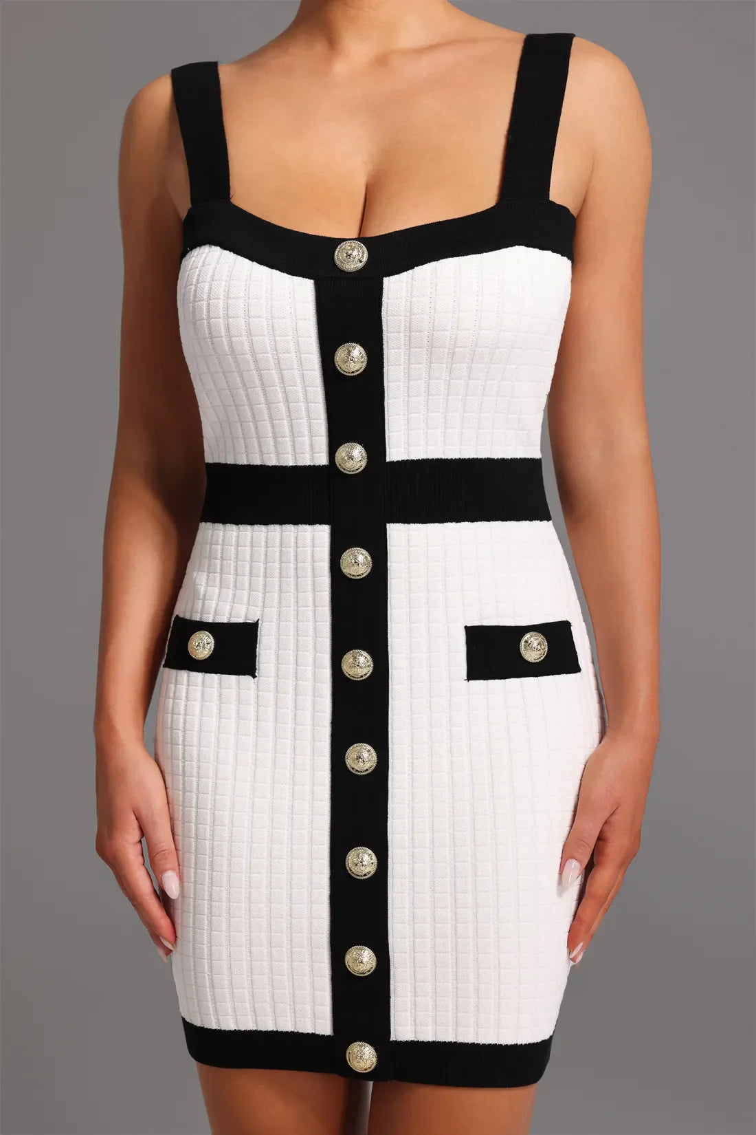 Erielle Kare Yaka Mini Elbise | S-Beyaz | M-Beyaz | L-Beyaz