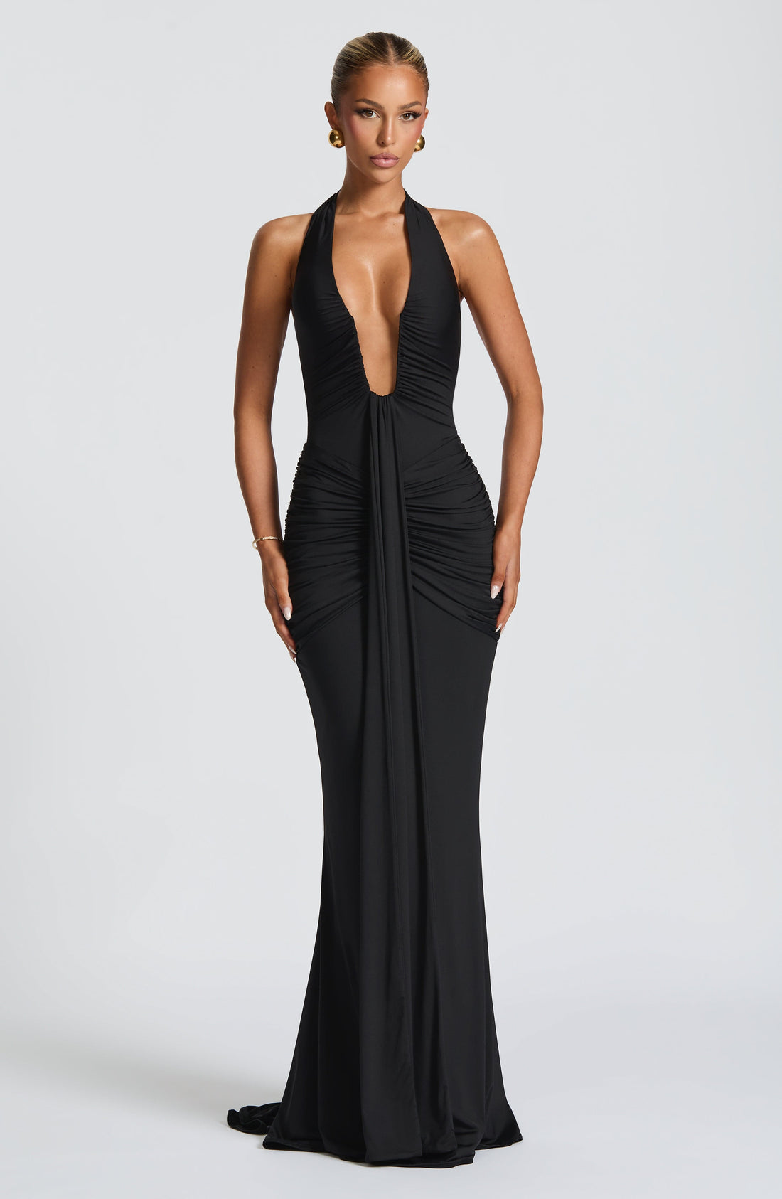 Velorage Mathilde Halter Maxi Elbise | BBF4037-D - BLACK - XS | BBF4037-D - BLACK - S | BBF4037-D - BLACK - M | BBF4037-D - BLACK - L | BBF4037-D - BLACK - XL | BBF4037-D - BLACK - XXL