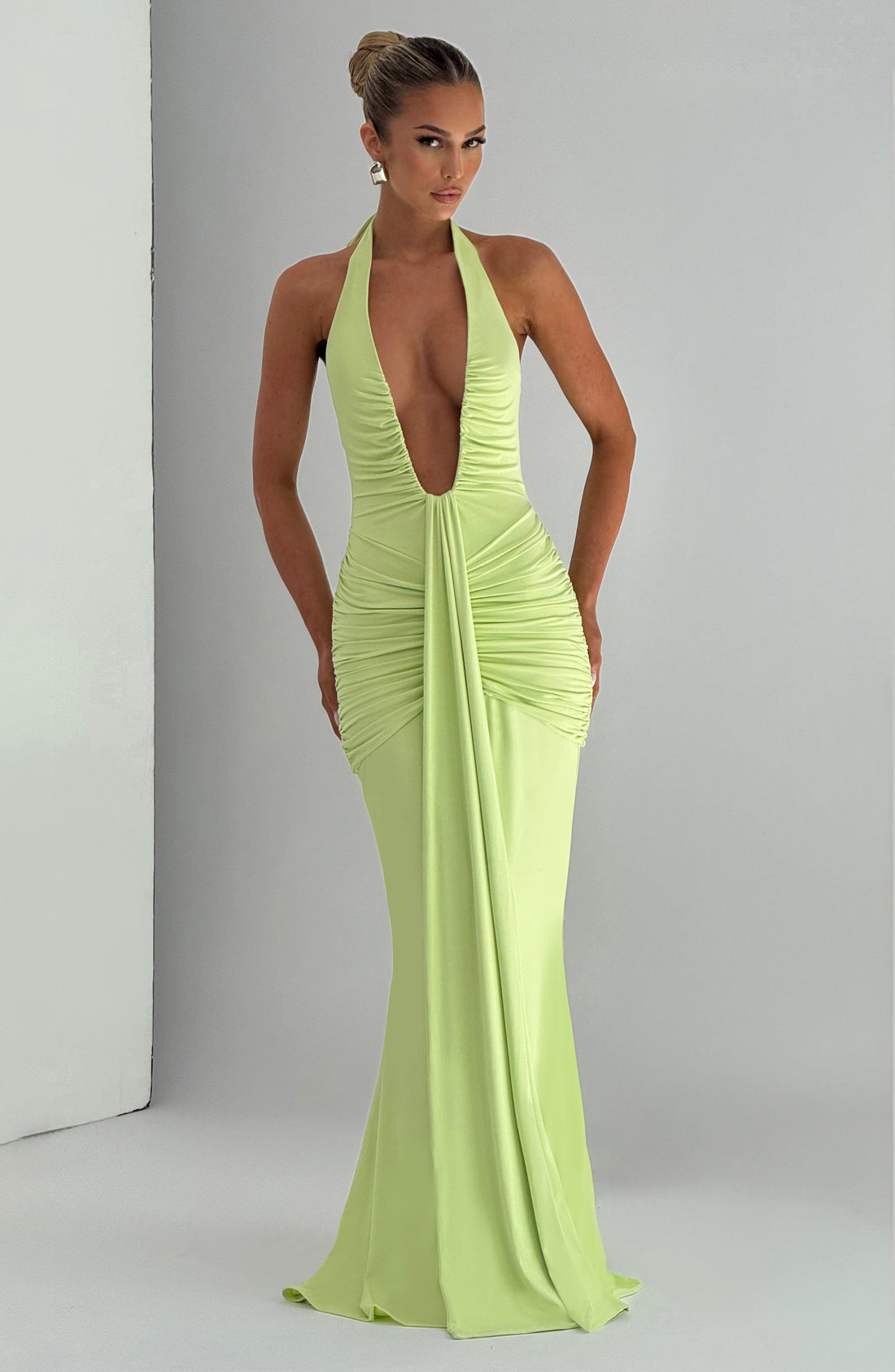 Velorage Maryah Halter Yaka Maksi Elbise | BBF4037-D - LIME - XS | BBF4037-D - LIME - S | BBF4037-D - LIME - M | BBF4037-D - LIME - L | BBF4037-D - LIME - XL | BBF4037-D - LIME - XXL