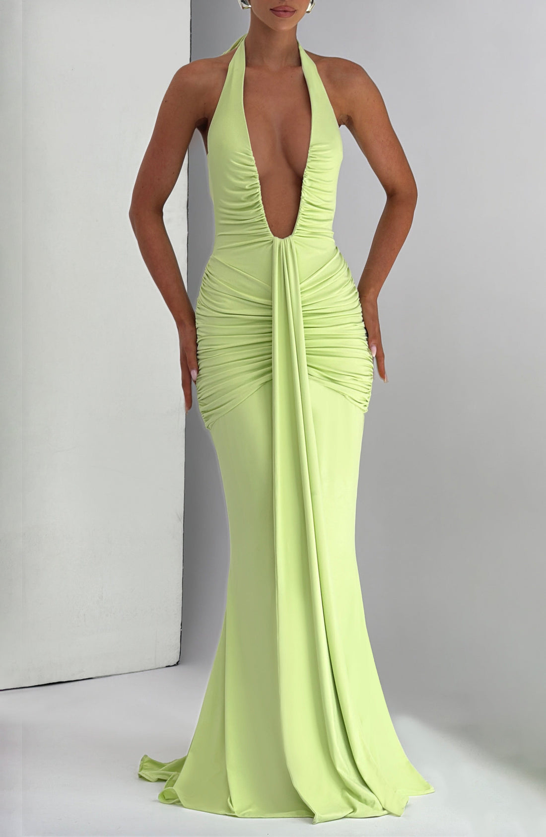 Velorage Maryah Halter Yaka Maksi Elbise | BBF4037-D - LIME - XS | BBF4037-D - LIME - S | BBF4037-D - LIME - M | BBF4037-D - LIME - L | BBF4037-D - LIME - XL | BBF4037-D - LIME - XXL