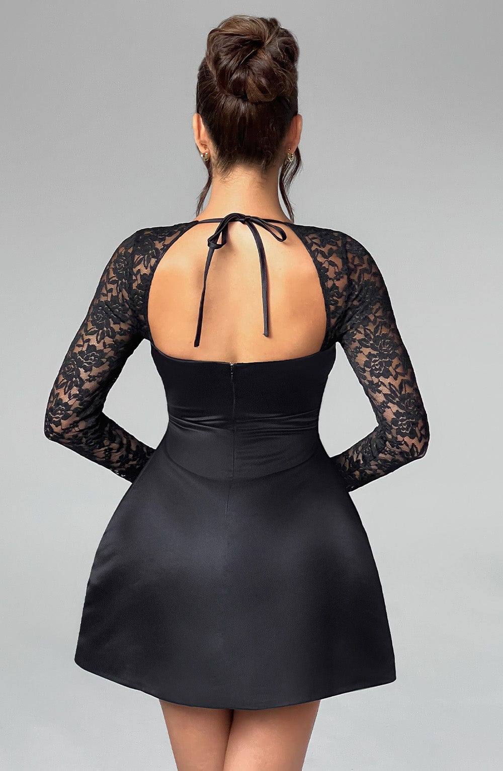 Velorage Milagros Dantel Kollu Mini Elbise | BBF3607-D - BLACK - XS