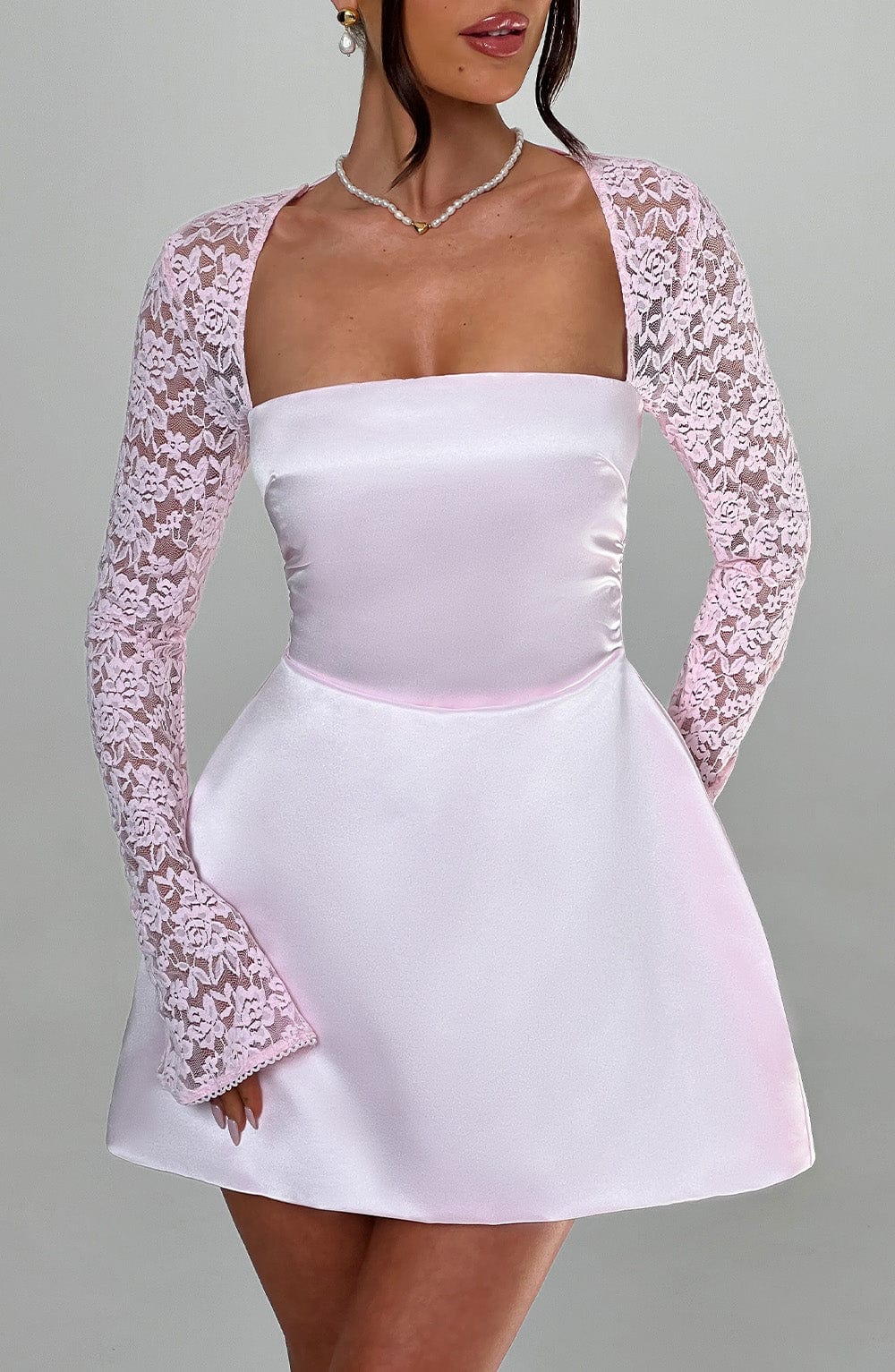 Velorage Gabrielle Dantel Kollu Mini Elbise
